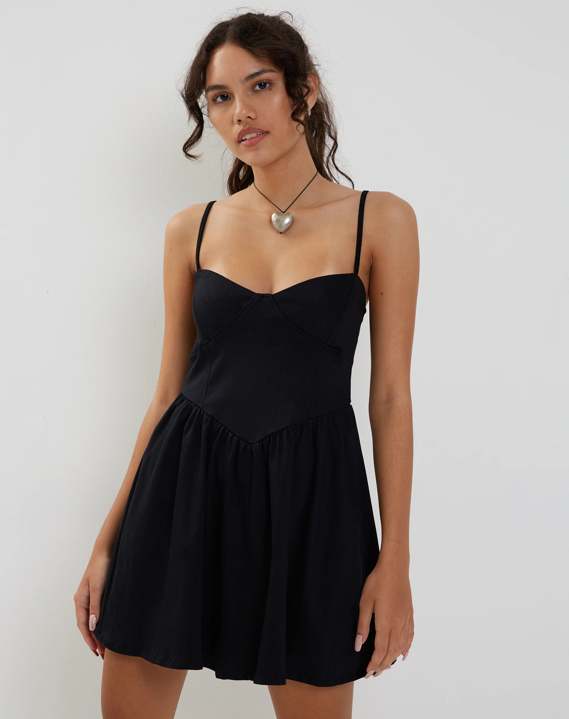 Nanisa Mini Dress in Black - Awmao