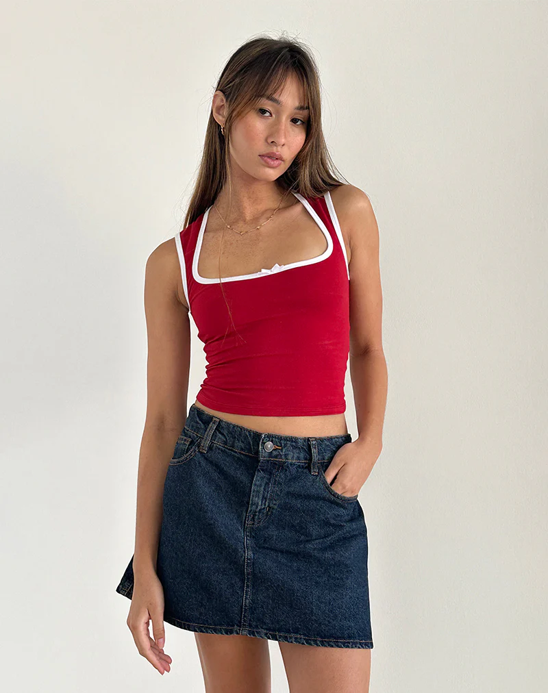 Shinju Top in Adrenaline Red with White Binding - Awmao