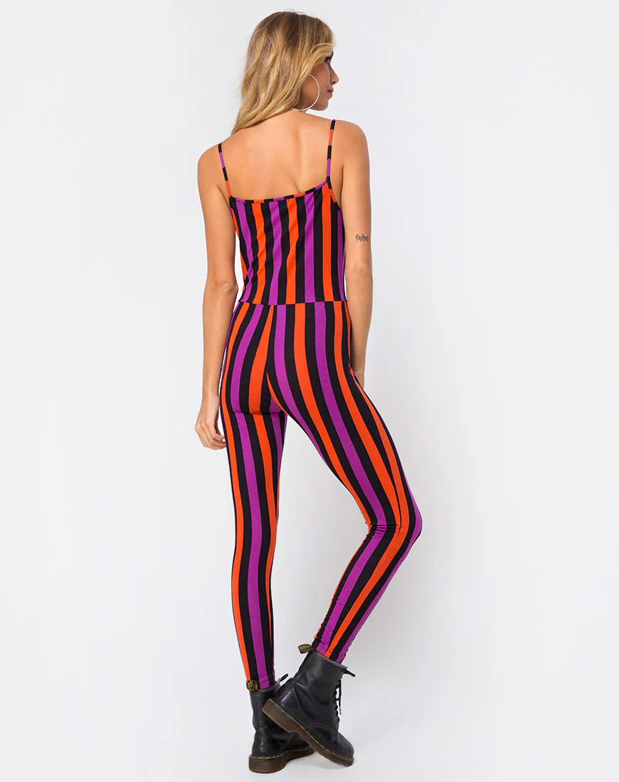 Solita Unitard in Purple and Orange Stripe - Awmao