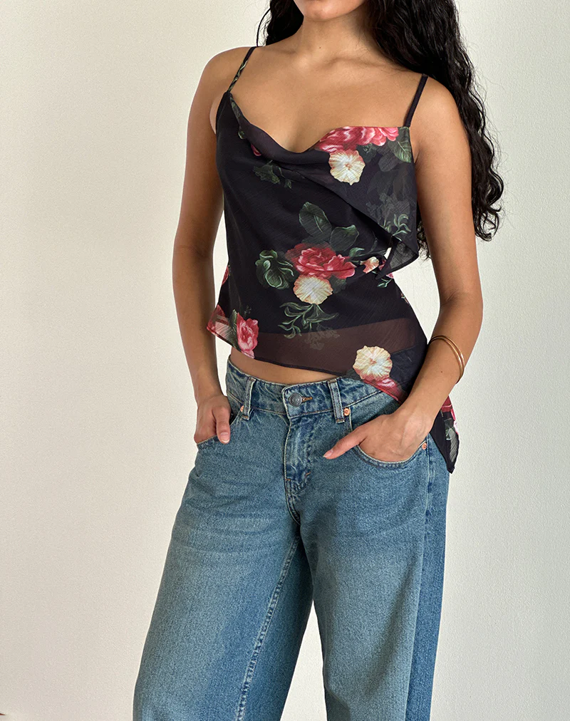 Shahira Top in Renaissance Rose Black - Awmao