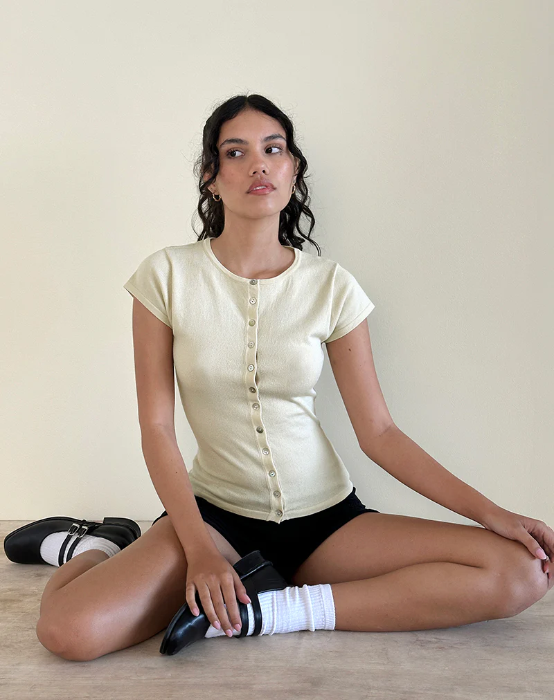 Elmira Top in Flat Knit Cream - Awmao