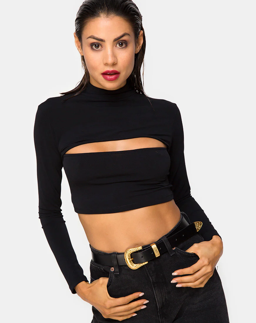 Sinex Crop Top in Black - Awmao
