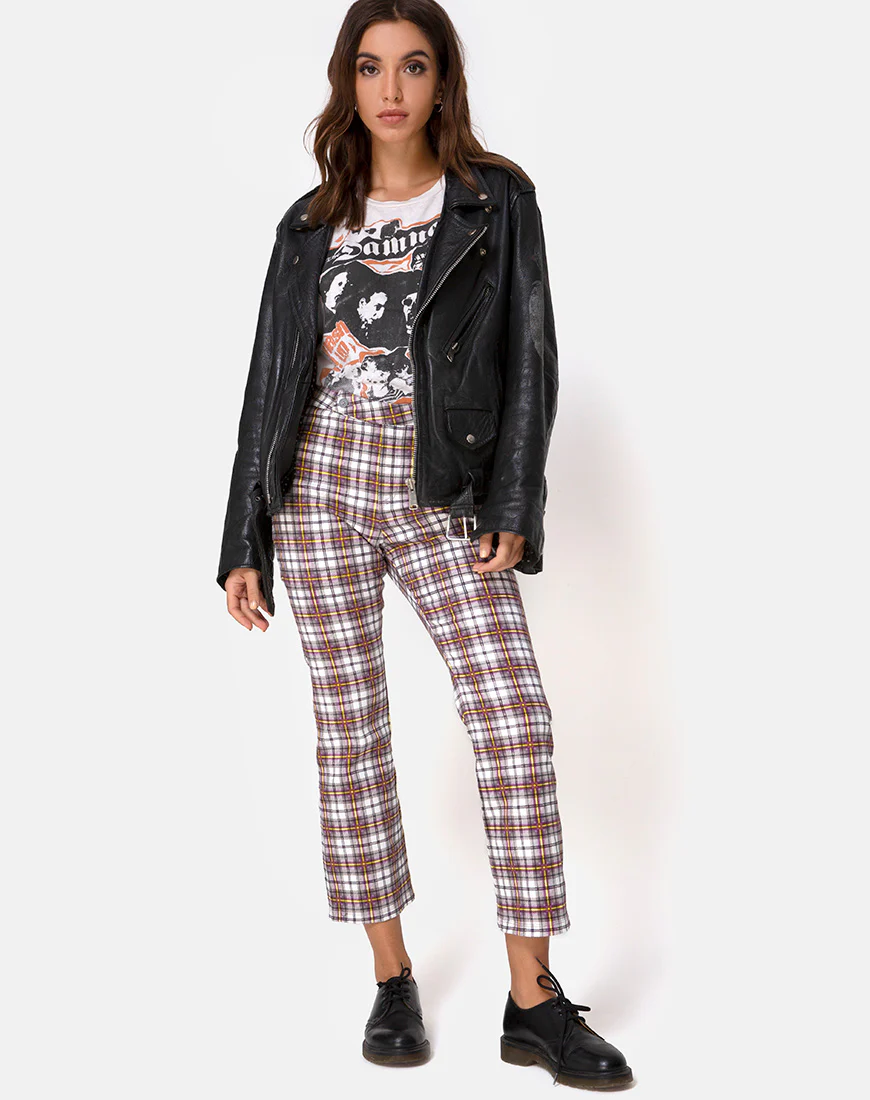 Grava Trouser in Grunge Check Purple - Awmao