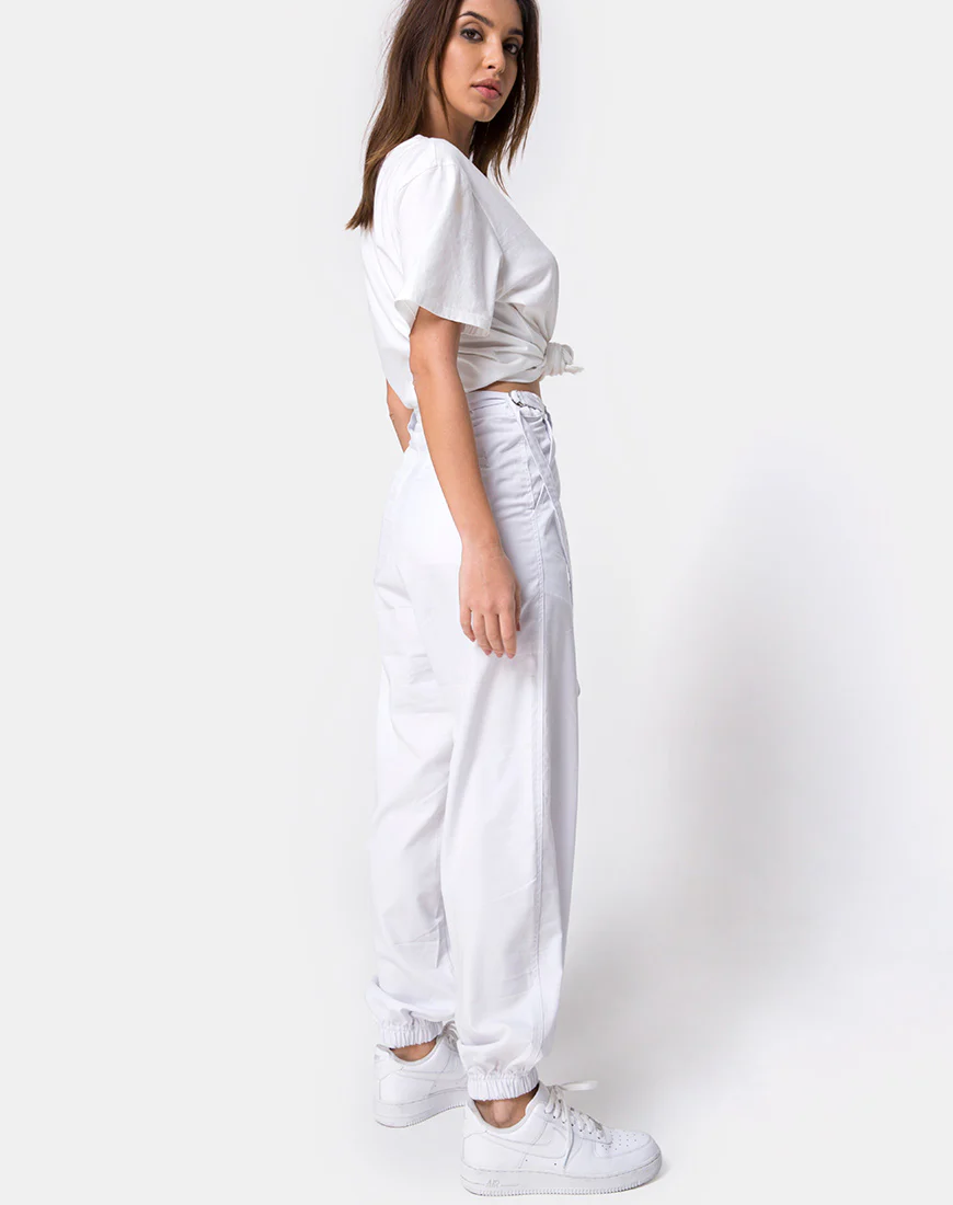 Jubie Cargo Trouser in White Drill - Awmao