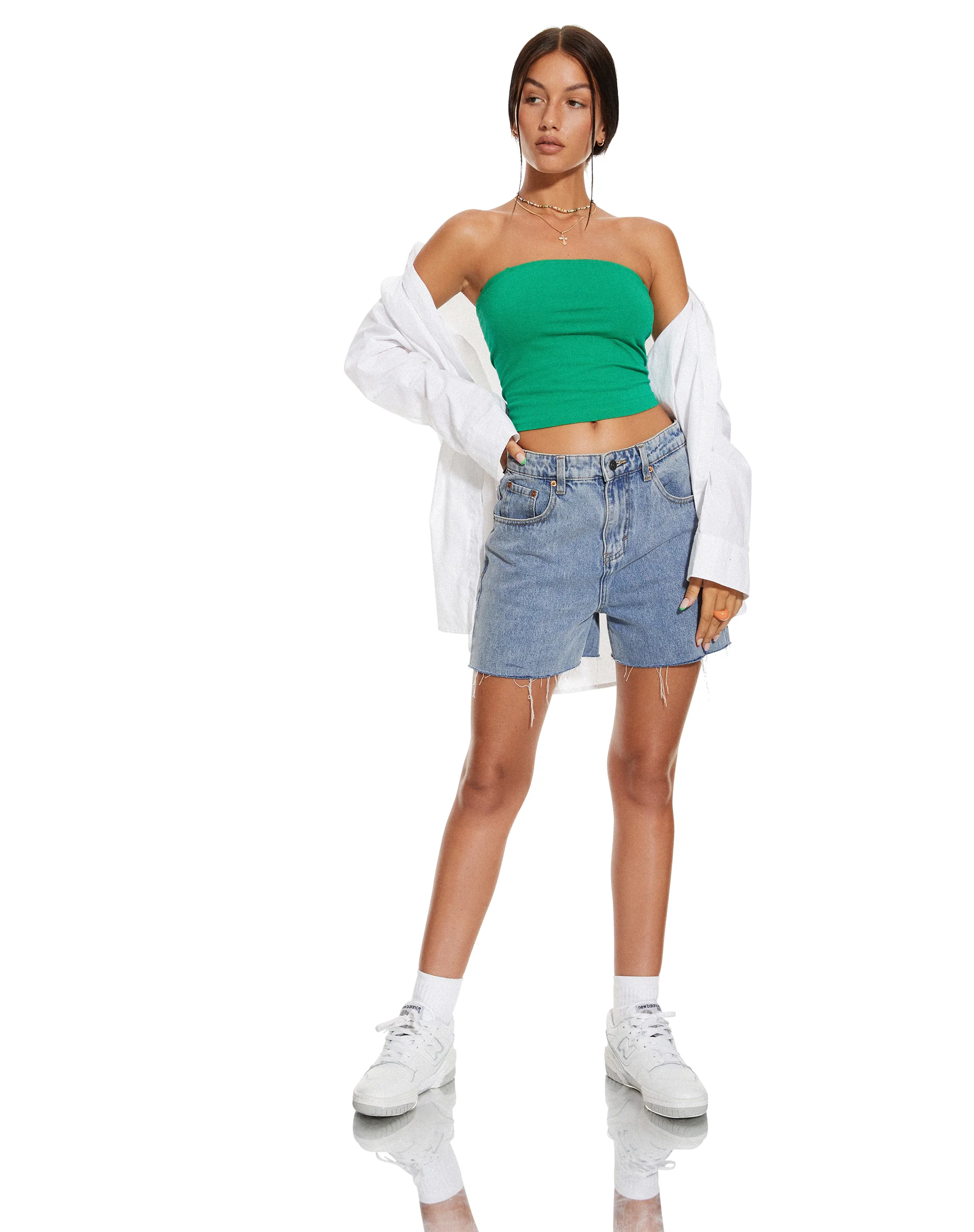 MOTEL X BARBARA Shae Bandeau Top in Bush Green - Awmao