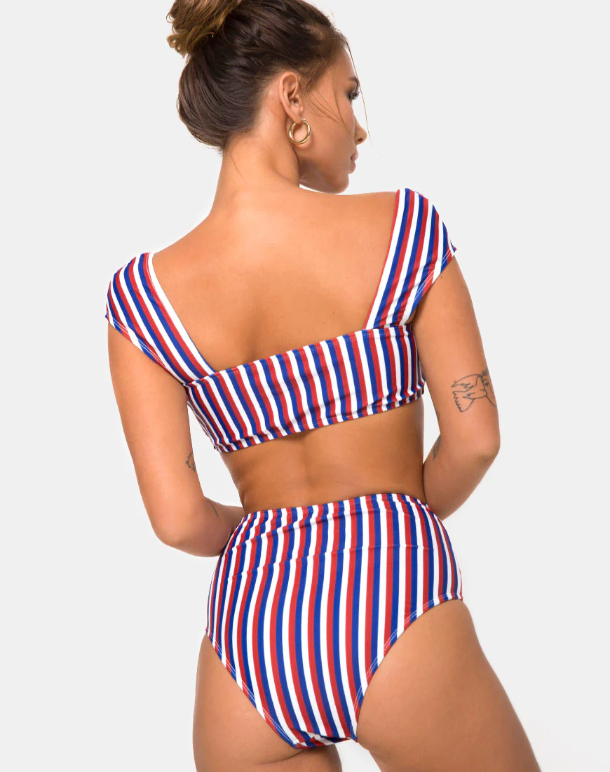 Grifin Bikini Top in Triple Stripe - Awmao