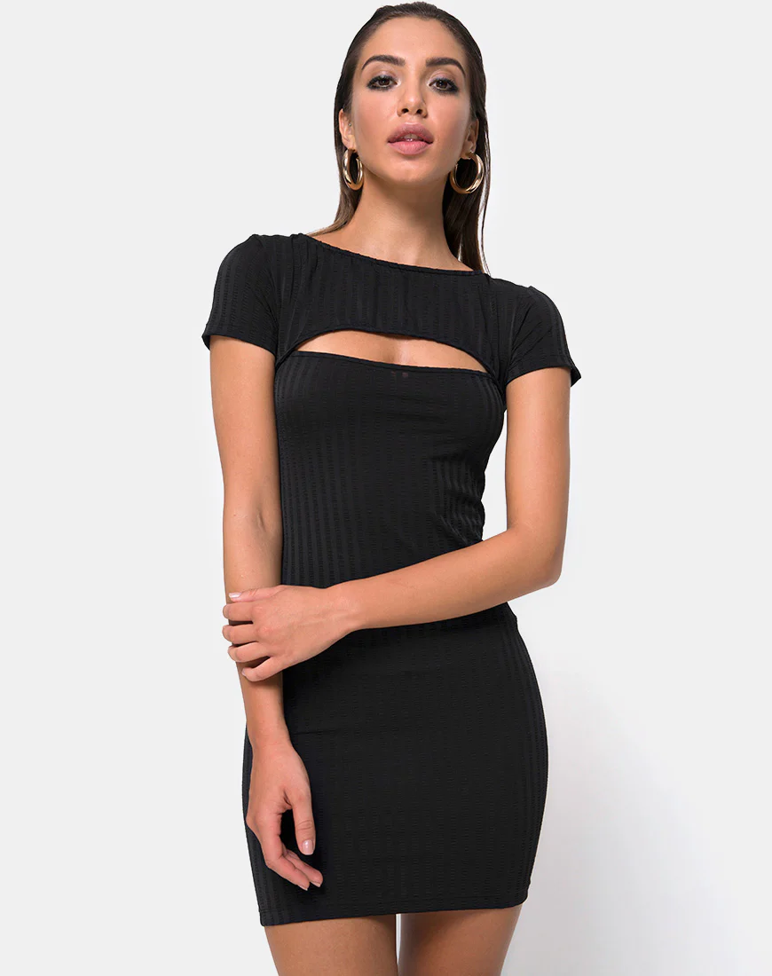 Shimmie Bodycon Dress in Black - Awmao