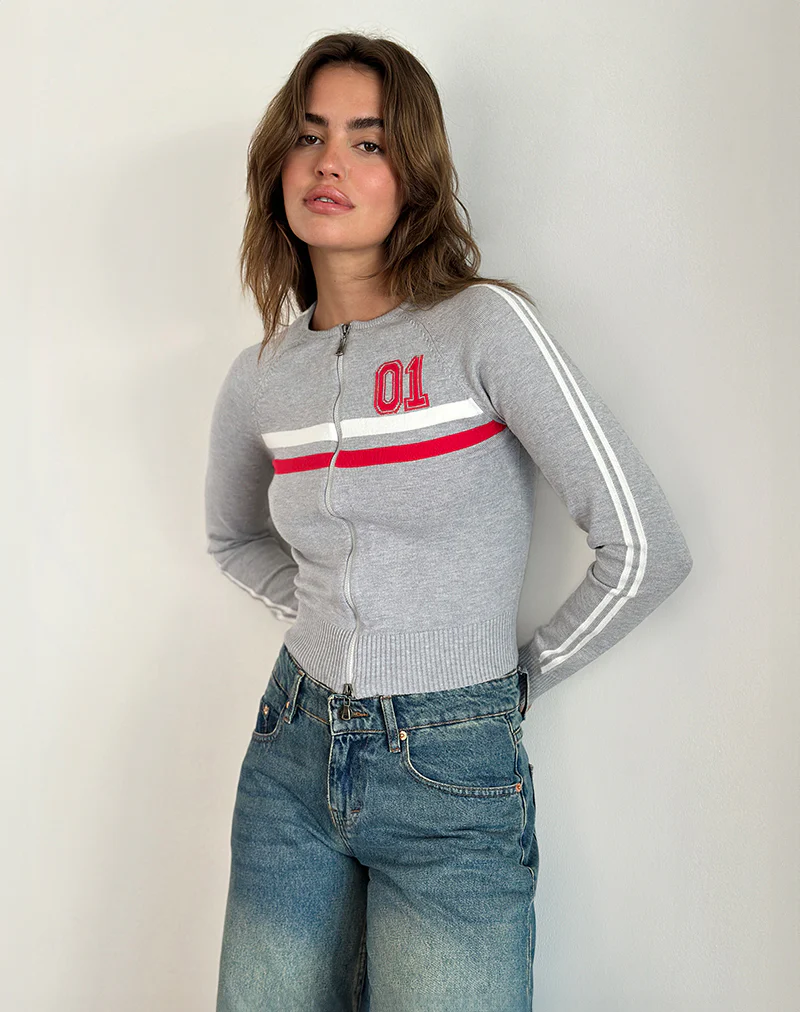 Binta Zip Through Jacket in Grey Marl - Awmao