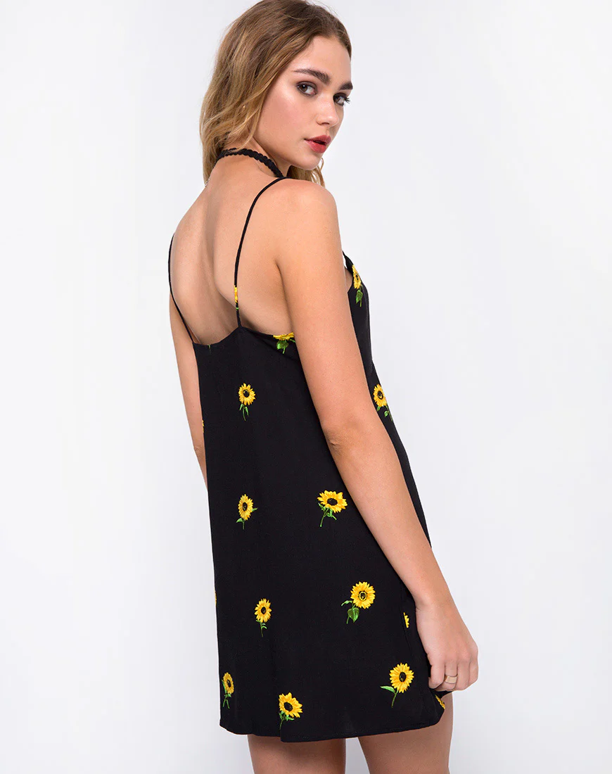 Medina Slip Dress in Ditsy Sunflower - Awmao