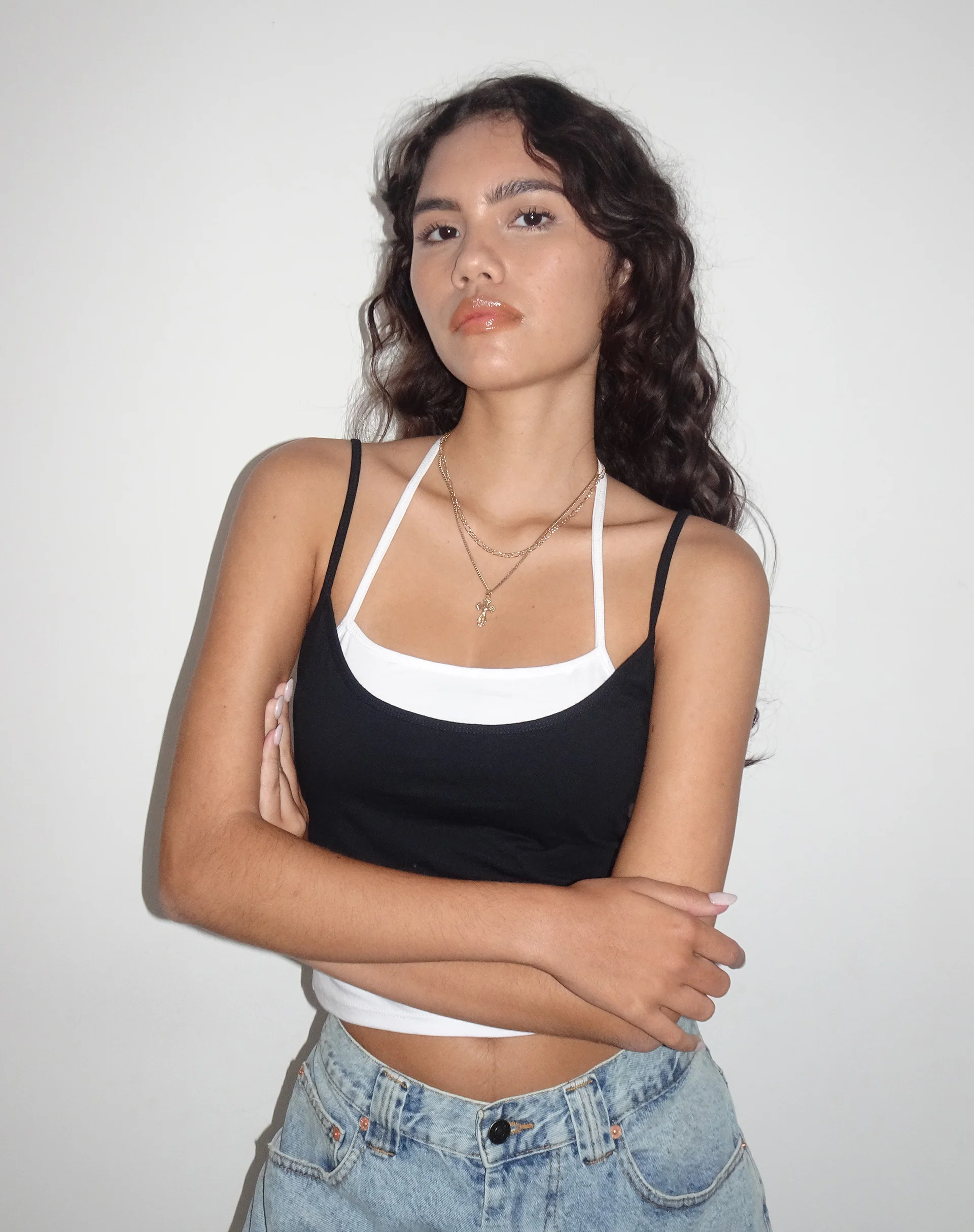 Willia Two Toned Vest Top in Black and White - Awmao