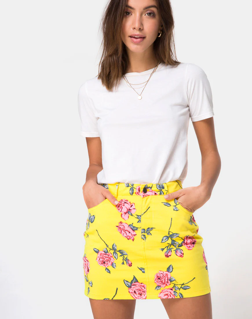 Mini Broomy Skirt in Candy Rose Yellow - Awmao