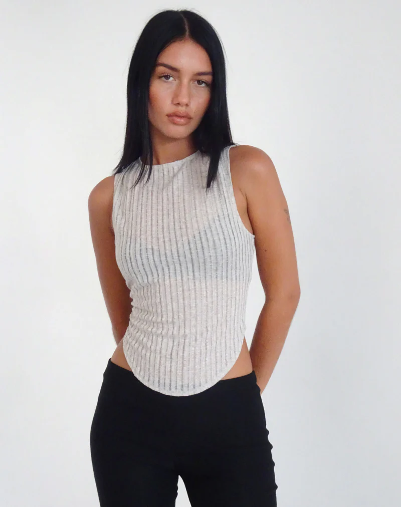 Tyla Knitted Top in Oatmilk - Awmao
