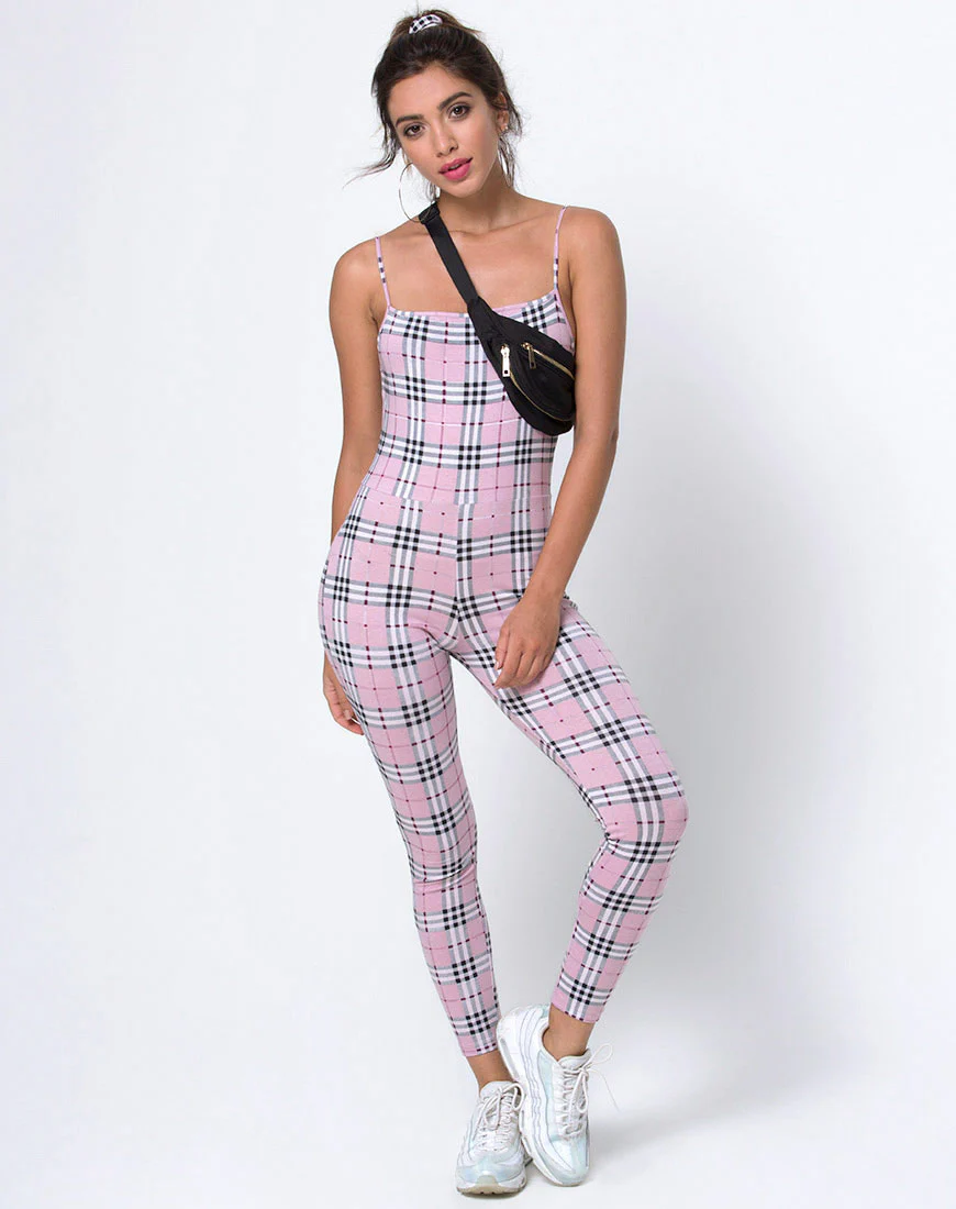 Solita Unitard in Pink Check - Awmao