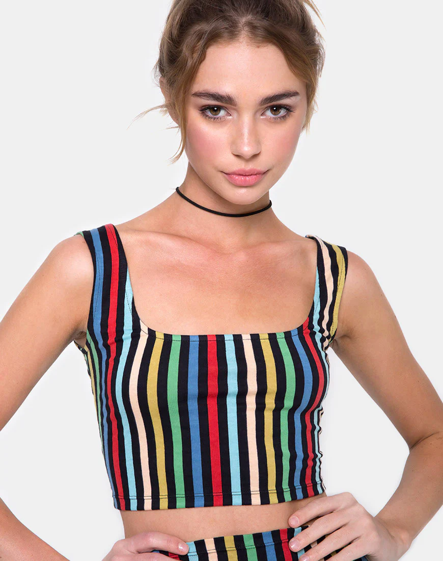Mucell Crop Top in P.E Stripe - Awmao