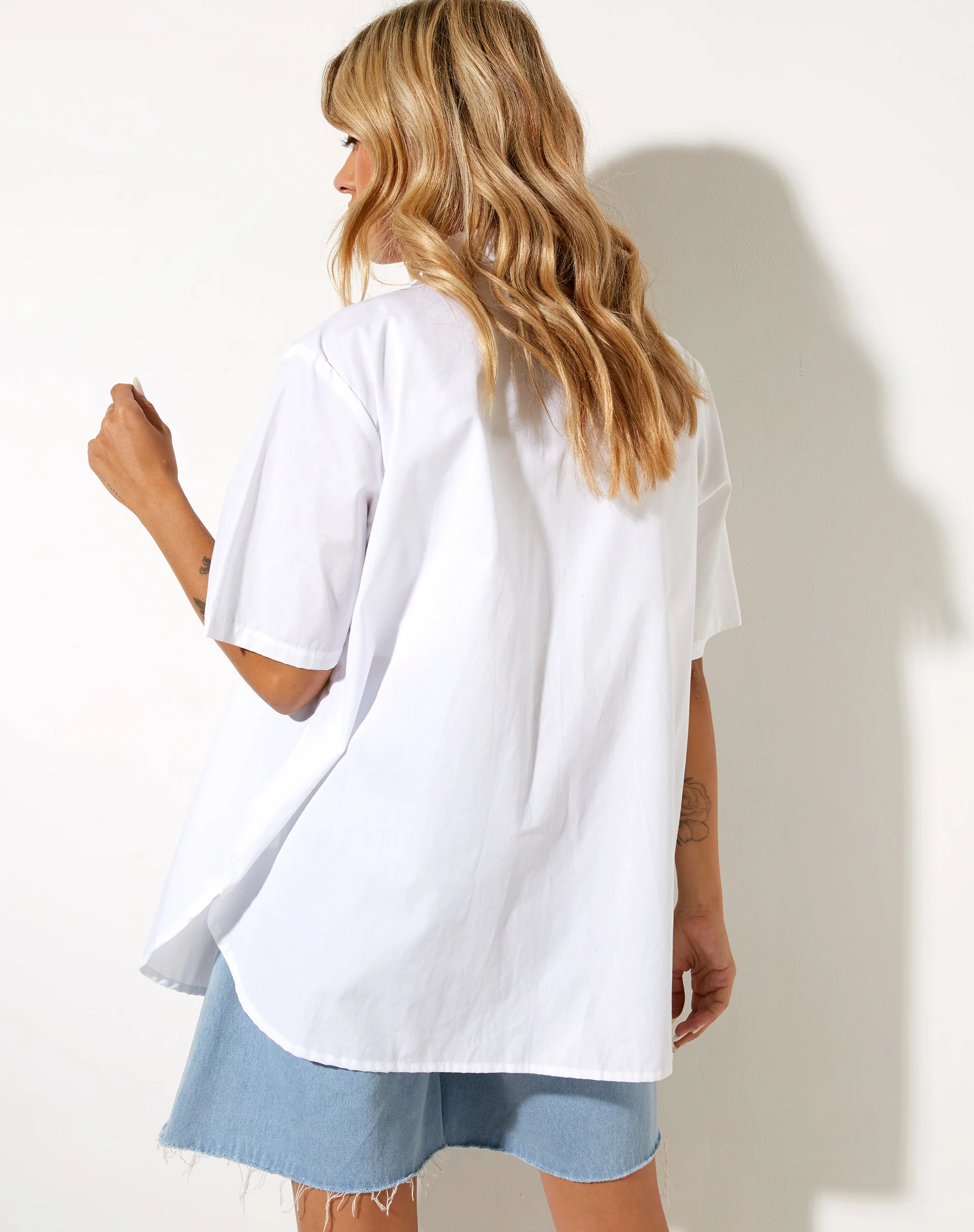 Smith Short Sleeve Shirt in Poplin White - Awmao