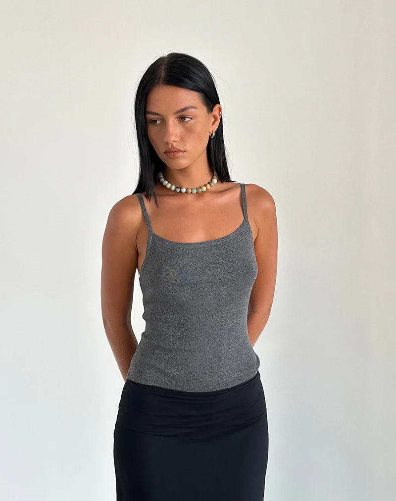 Riona Vest Top in Dark Grey - Awmao