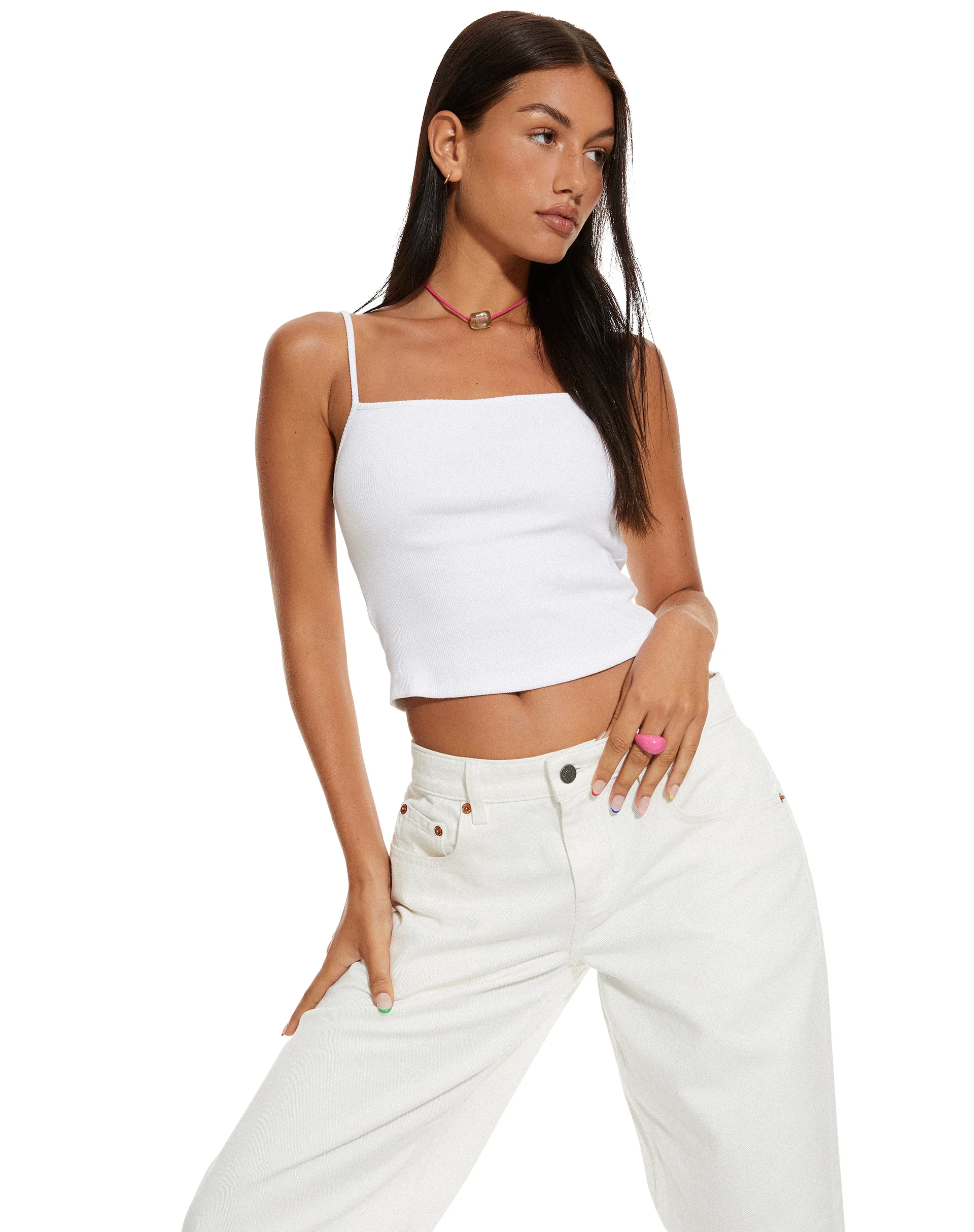 MOTEL X BARBARA Yoon Ribbed Crop Top in White - Awmao