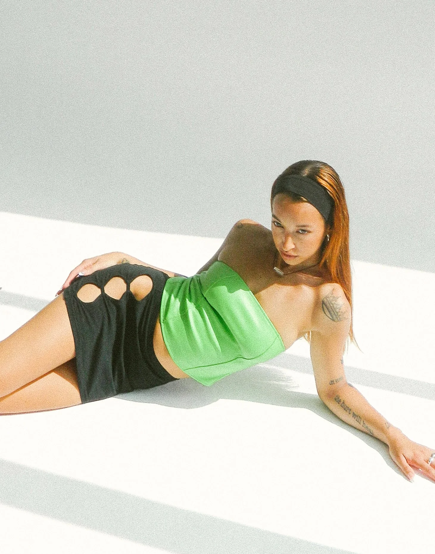 Dena Corset Top in PU Neon Green - Awmao