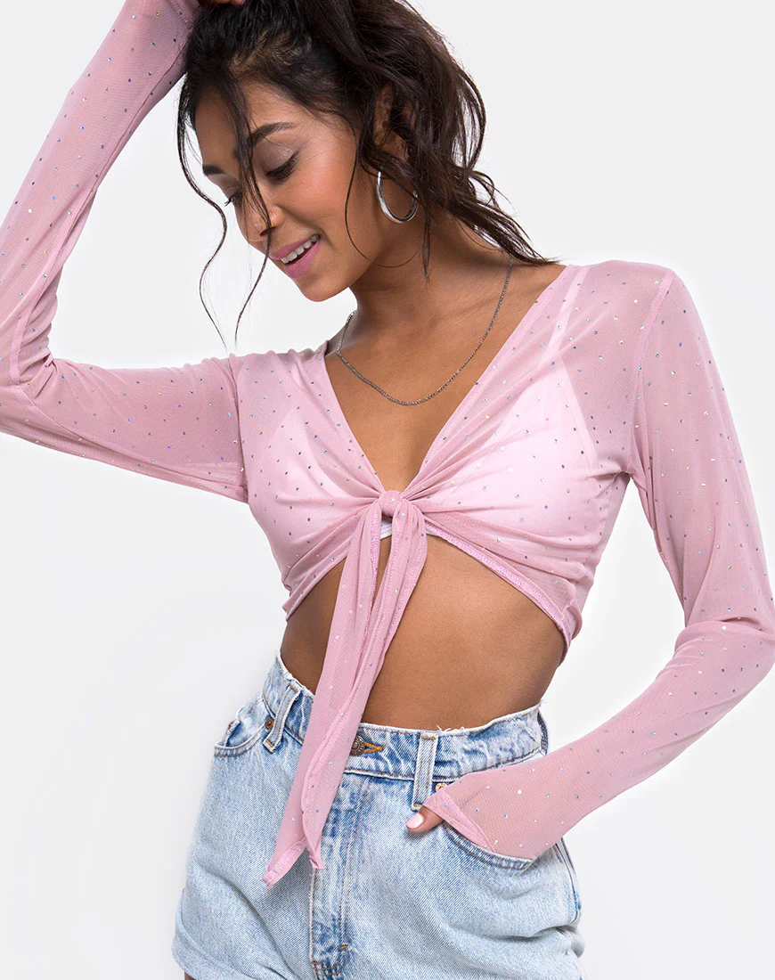 Yun Top in Crystal Net Rose - Awmao