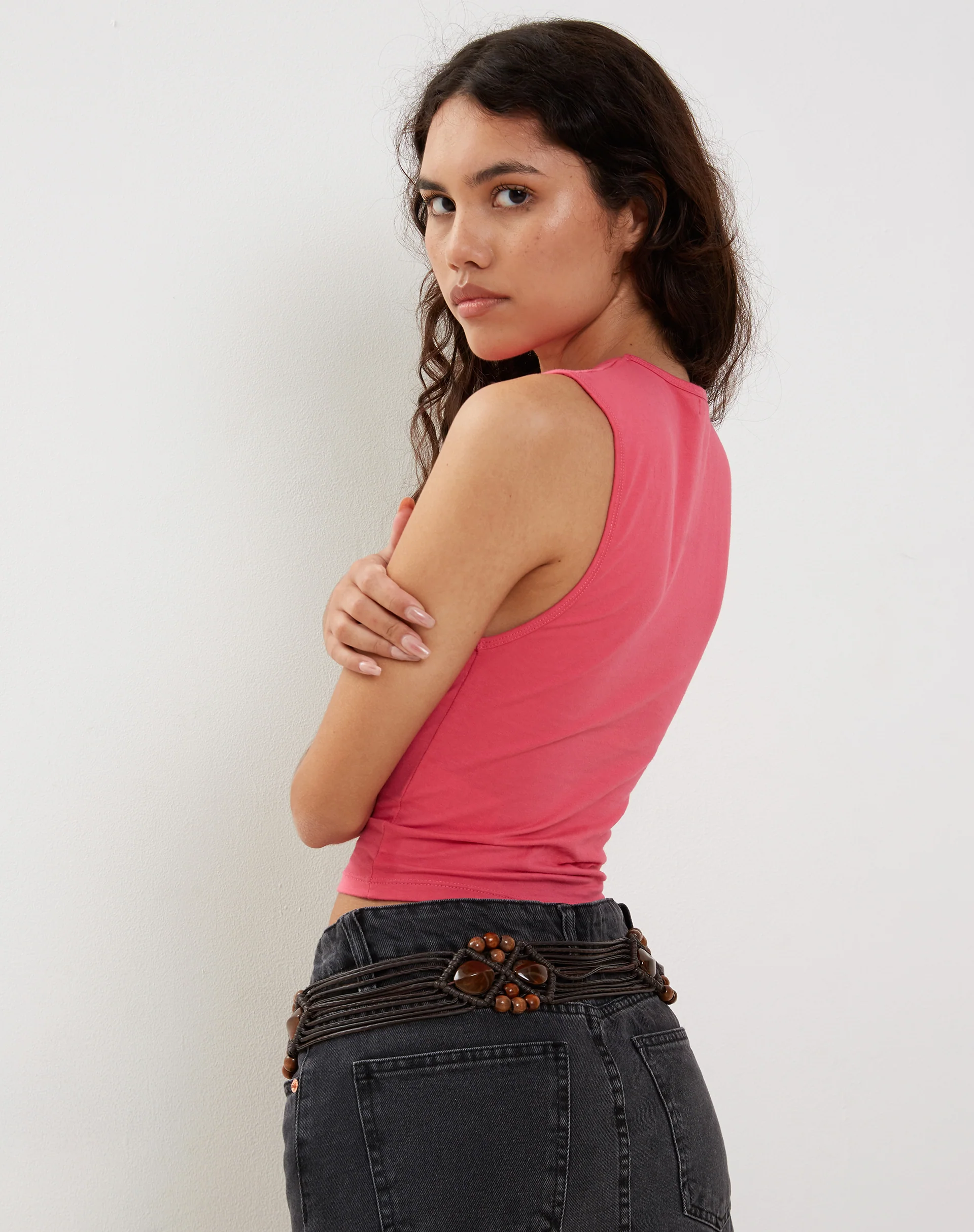Monlo Vest Top in Hot Pink - Awmao