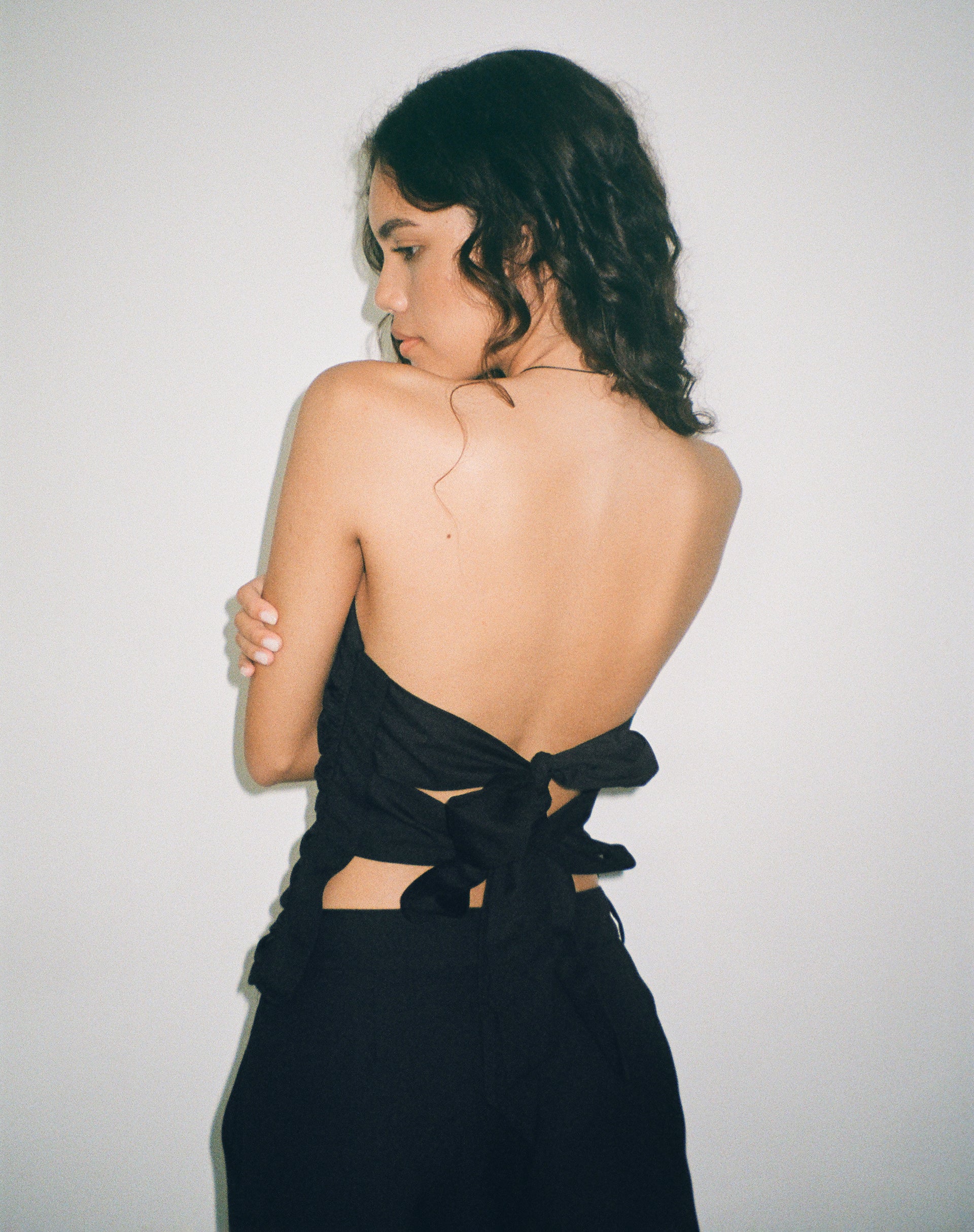 Tahari Tie Back Longline Tube Top in Black - Awmao