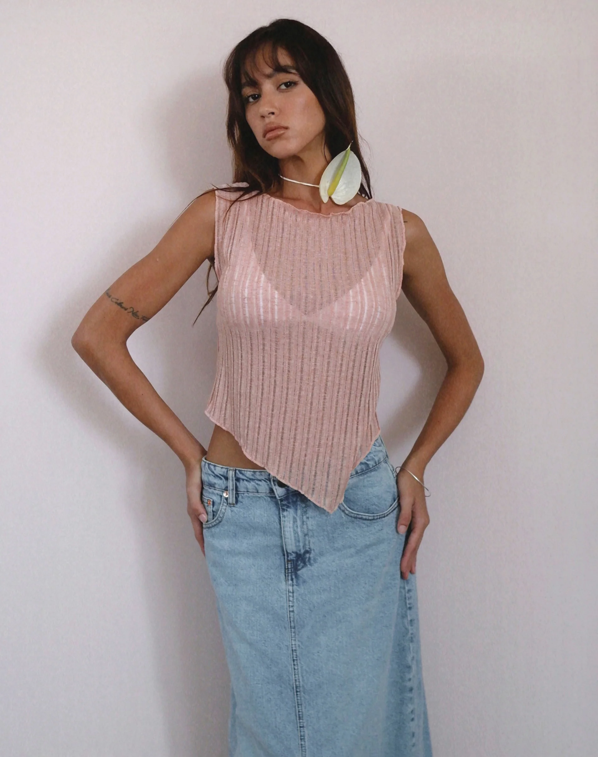 Etta Knitted Vest Top In Pink - Awmao