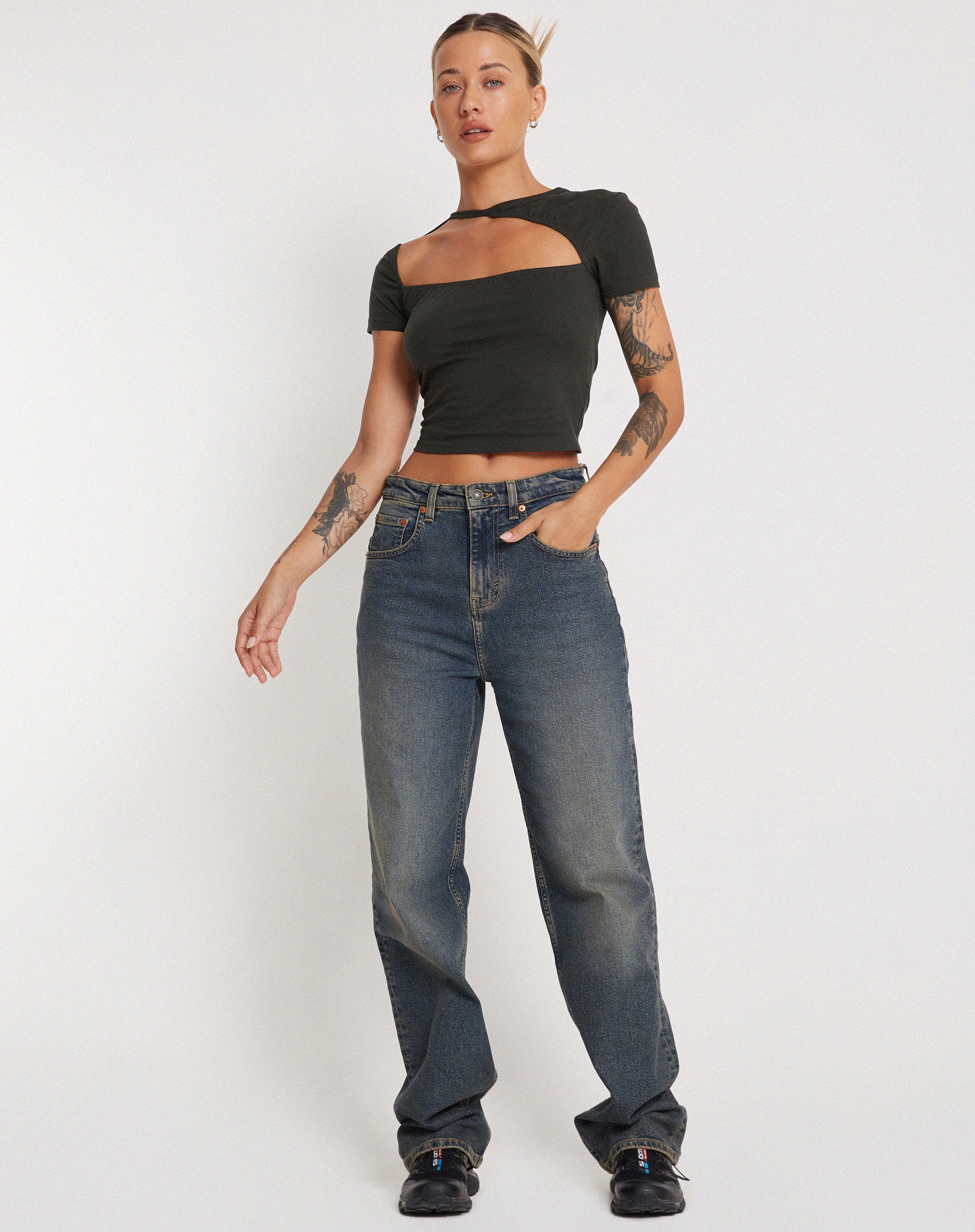 Desiree Crop Top in Black Forest - Awmao