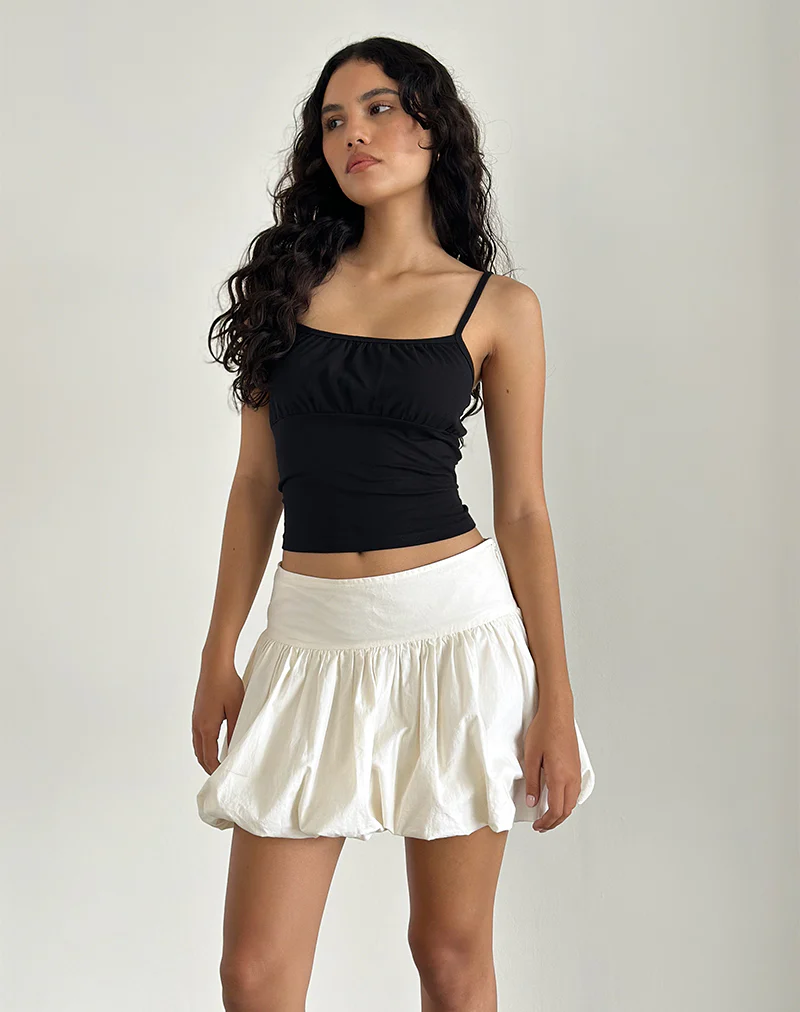 Kiyowo Puffball Mini Skirt in Poplin Ivory - Awmao