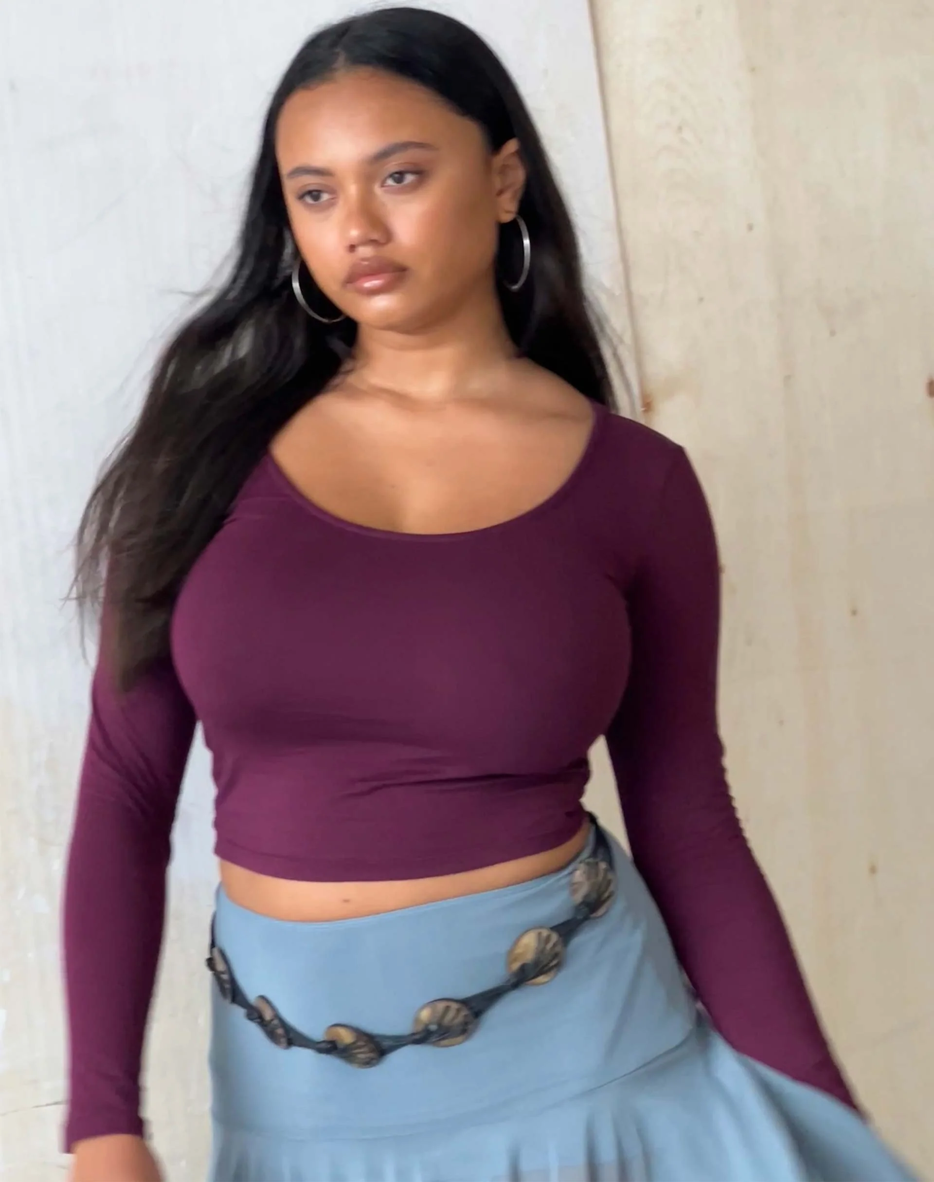 Bonlo Long Sleeve Top in Fig - Awmao
