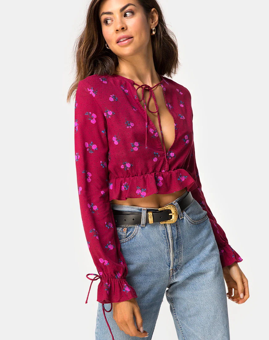 Sibel Top in Magenta Rose Pink - Awmao