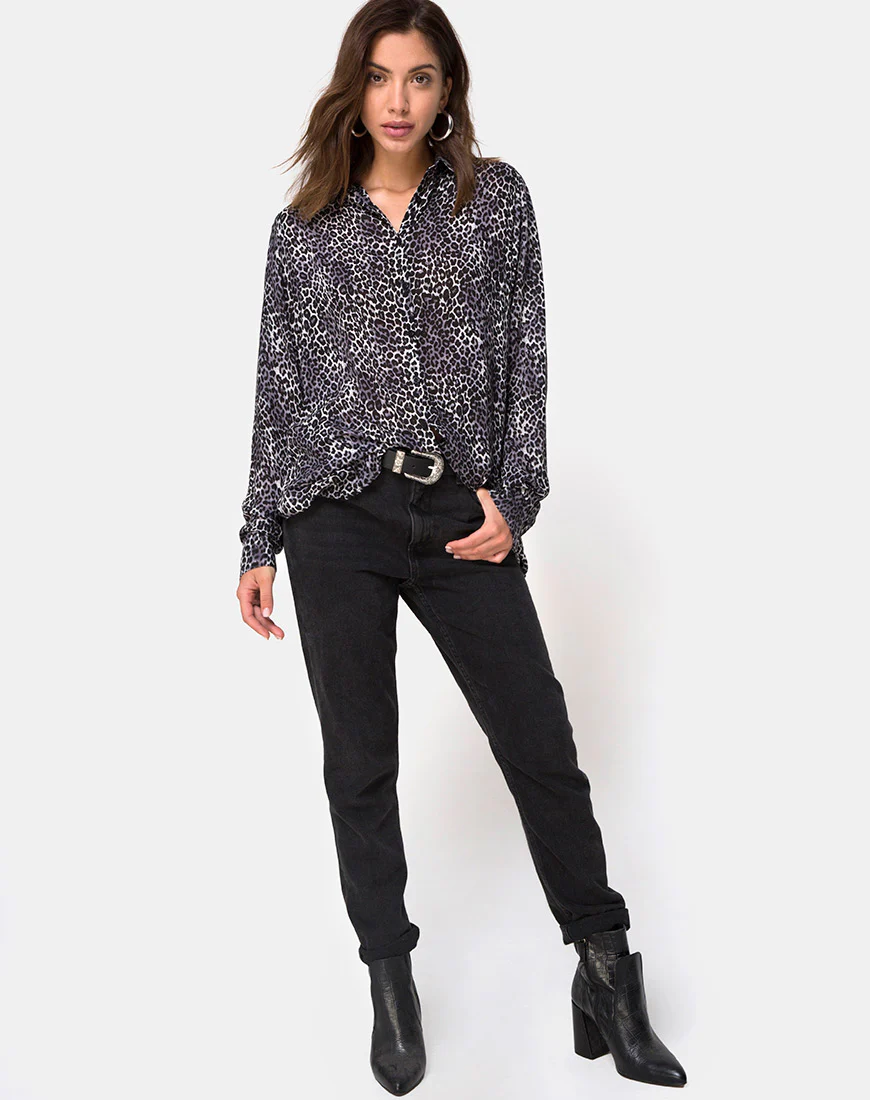 Disam Shirt in Rar Leopard Grey - Awmao