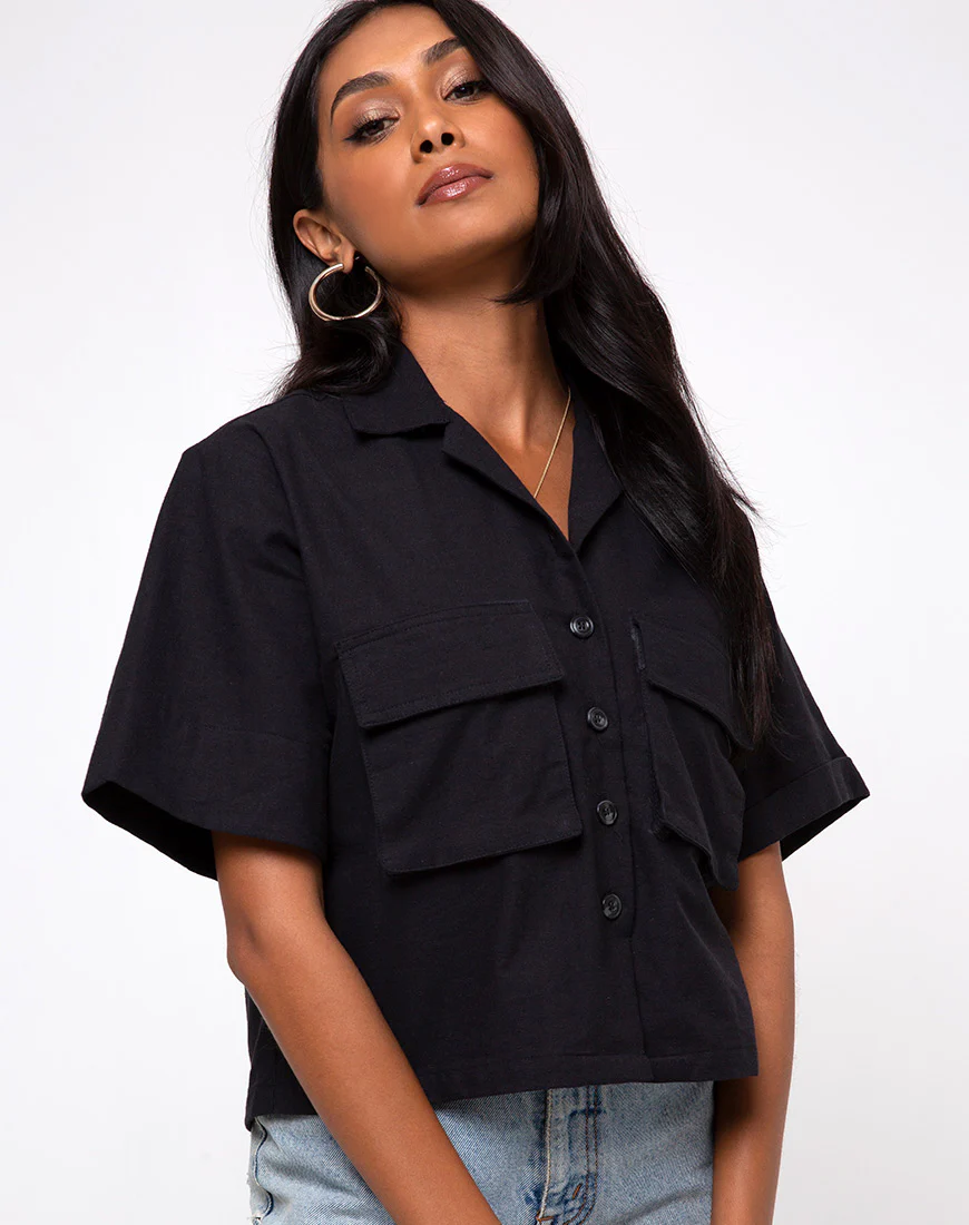 Alka Ultility Shirt in Black - Awmao