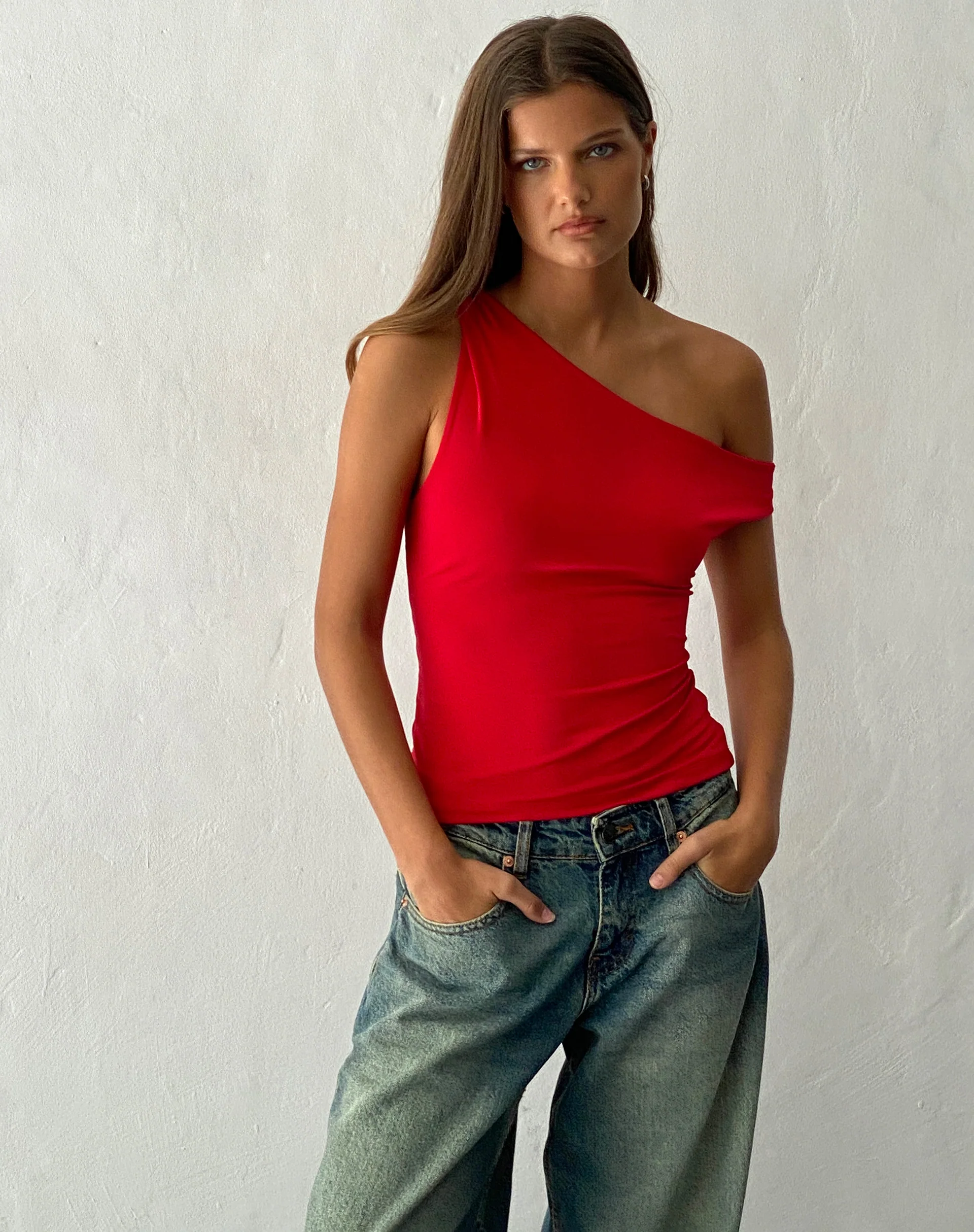 Sohan Twist Sleeve Top in Red - Awmao