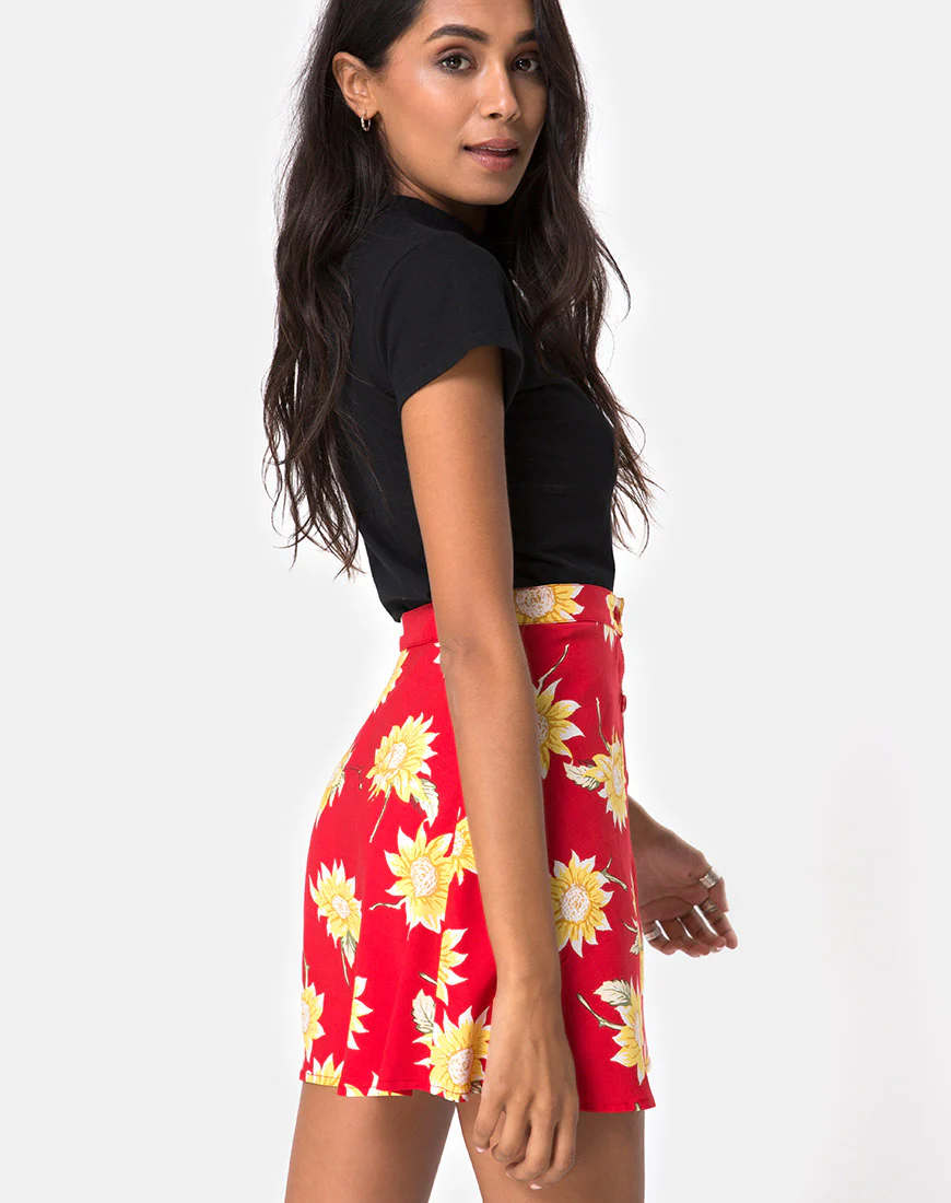 Andrea Skater Skirt in Sunny Days Red - Awmao