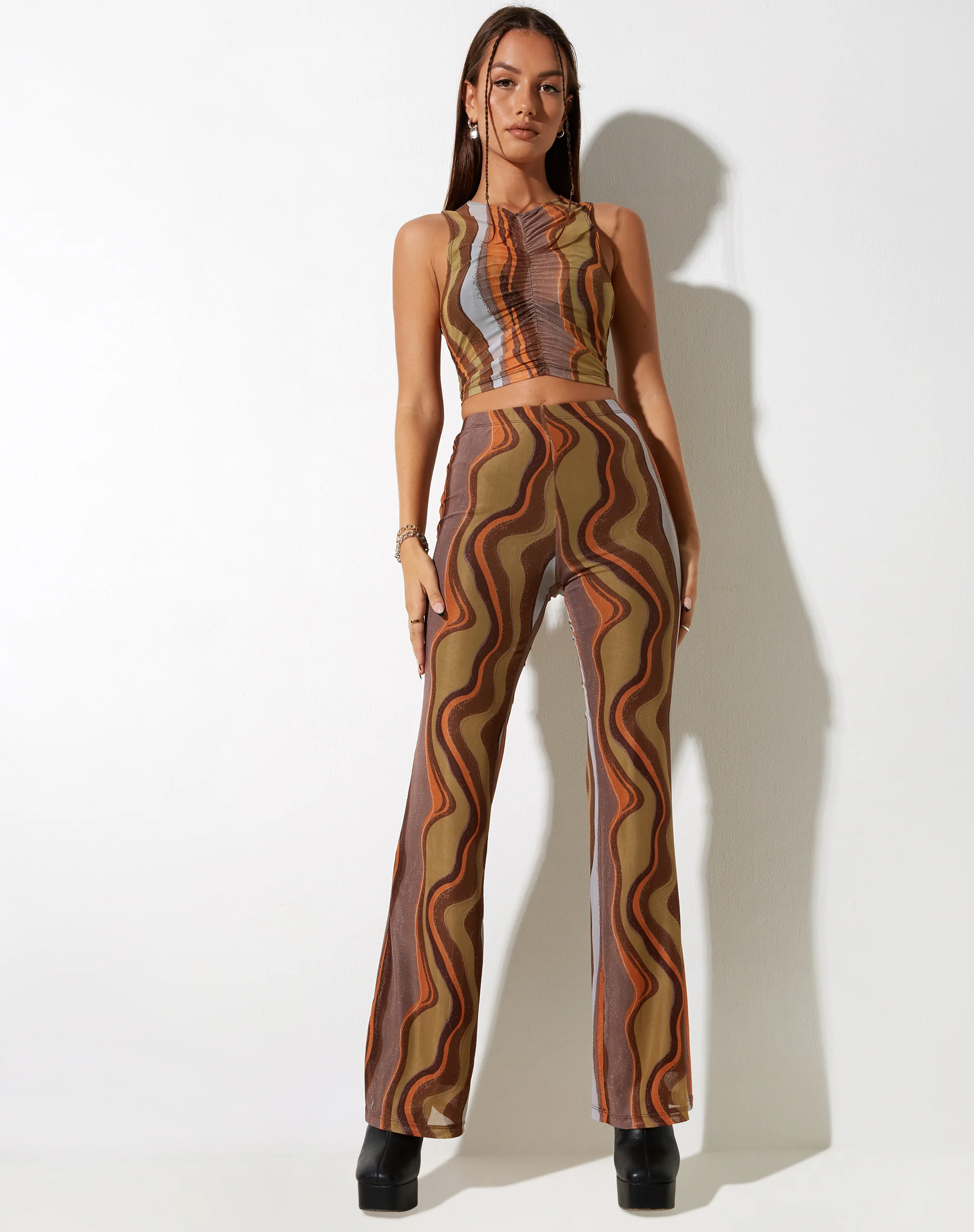 Herly Flare Trouser in Earthy Gradient - Awmao