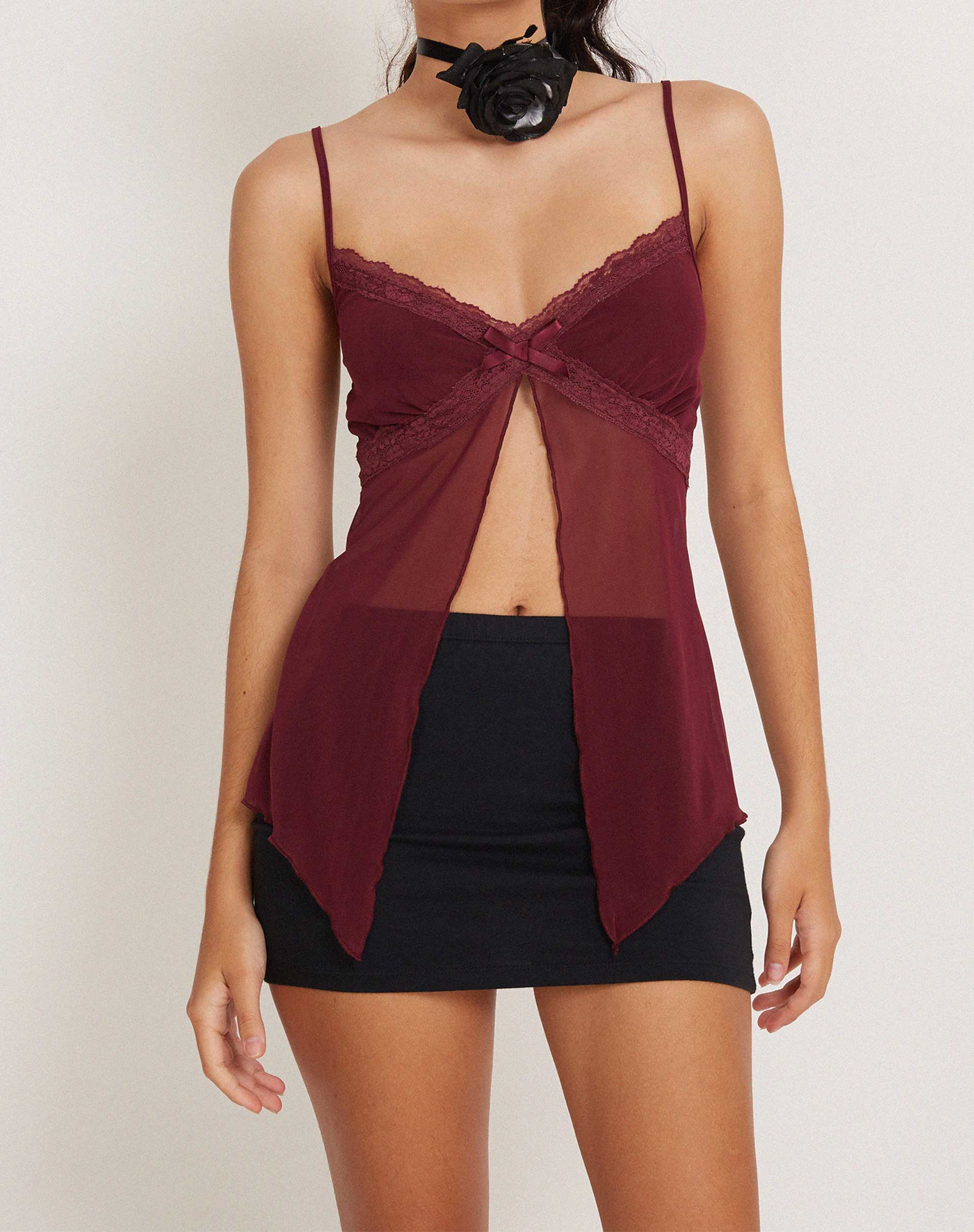 Ariela Butterfly Top in Burgundy - Awmao