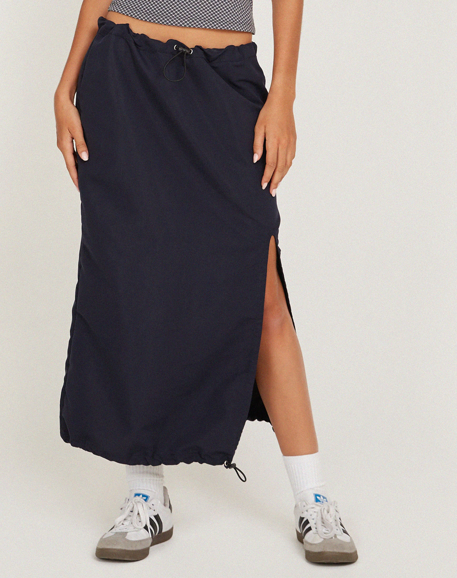 Kasao Midi Cargo Skirt in Navy - Awmao