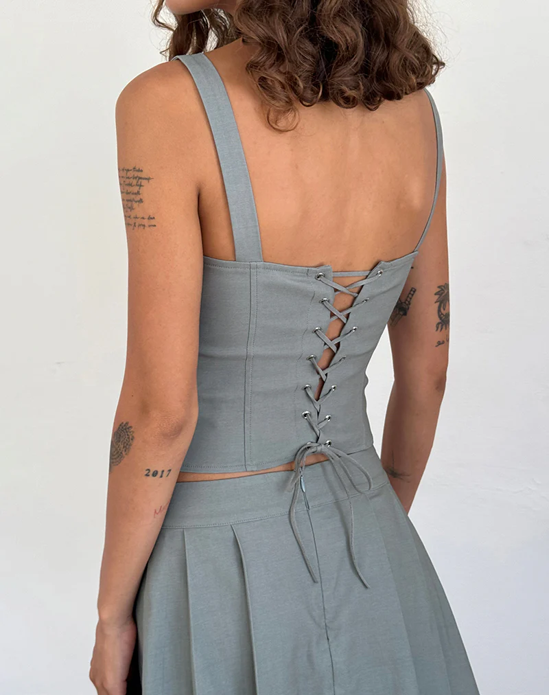Ailsa Tie Back Top in Grey - Awmao