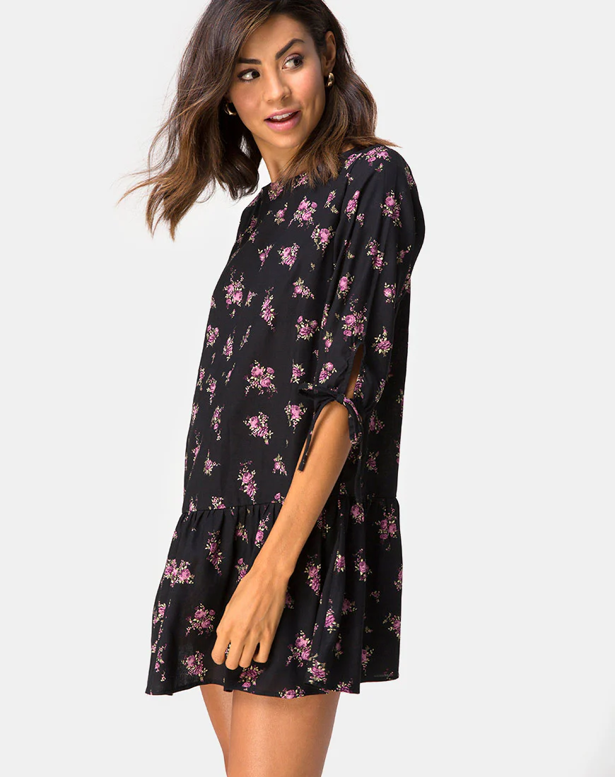 Khamea Dress in Sohey Rose Black - Awmao