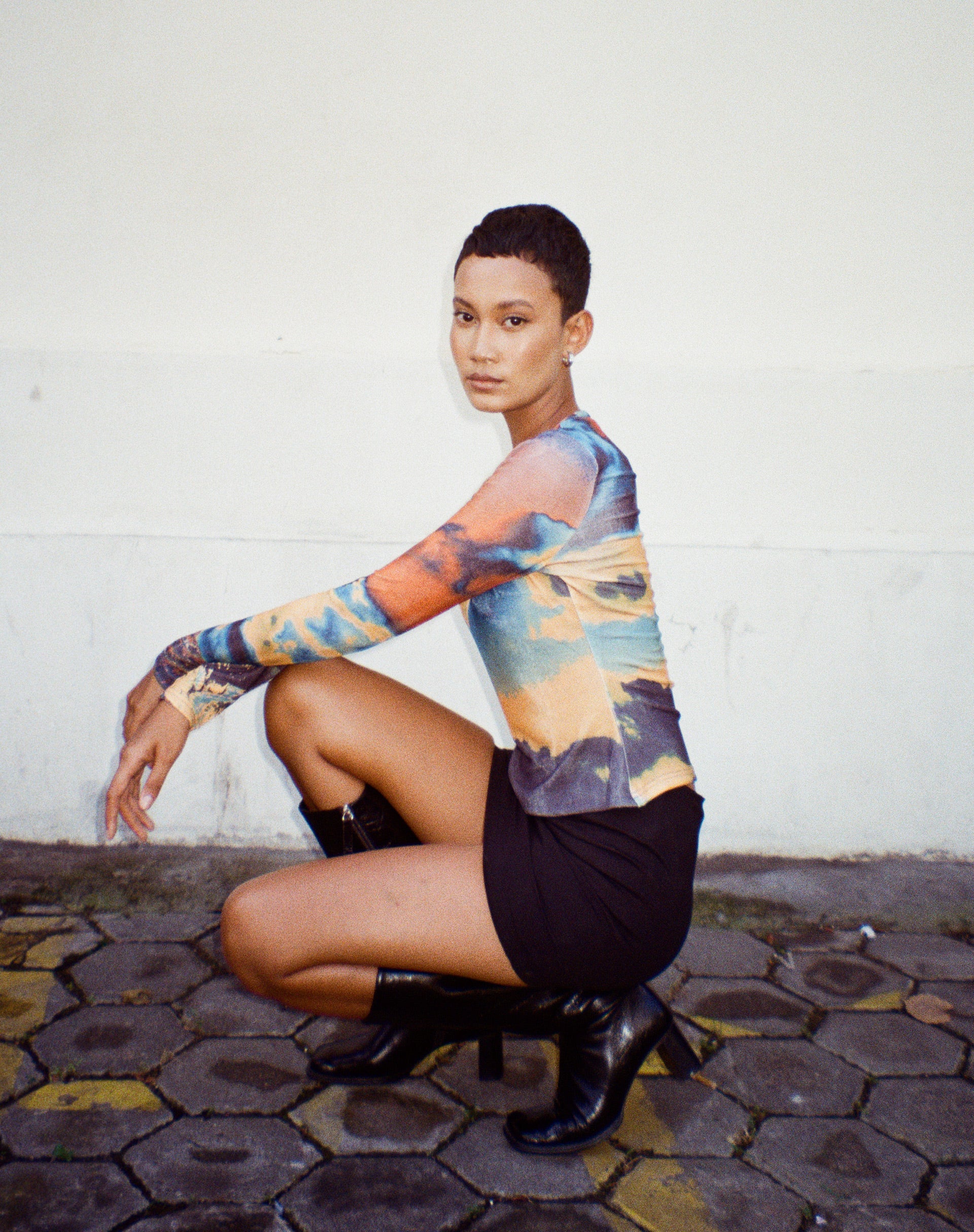 Narita Long Sleeve Top in Heat Map - Awmao
