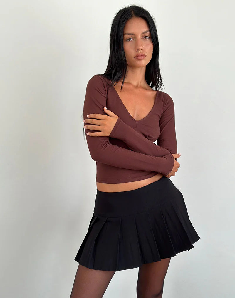 Sisil Long Sleeve Top in Bitter Chocolate - Awmao