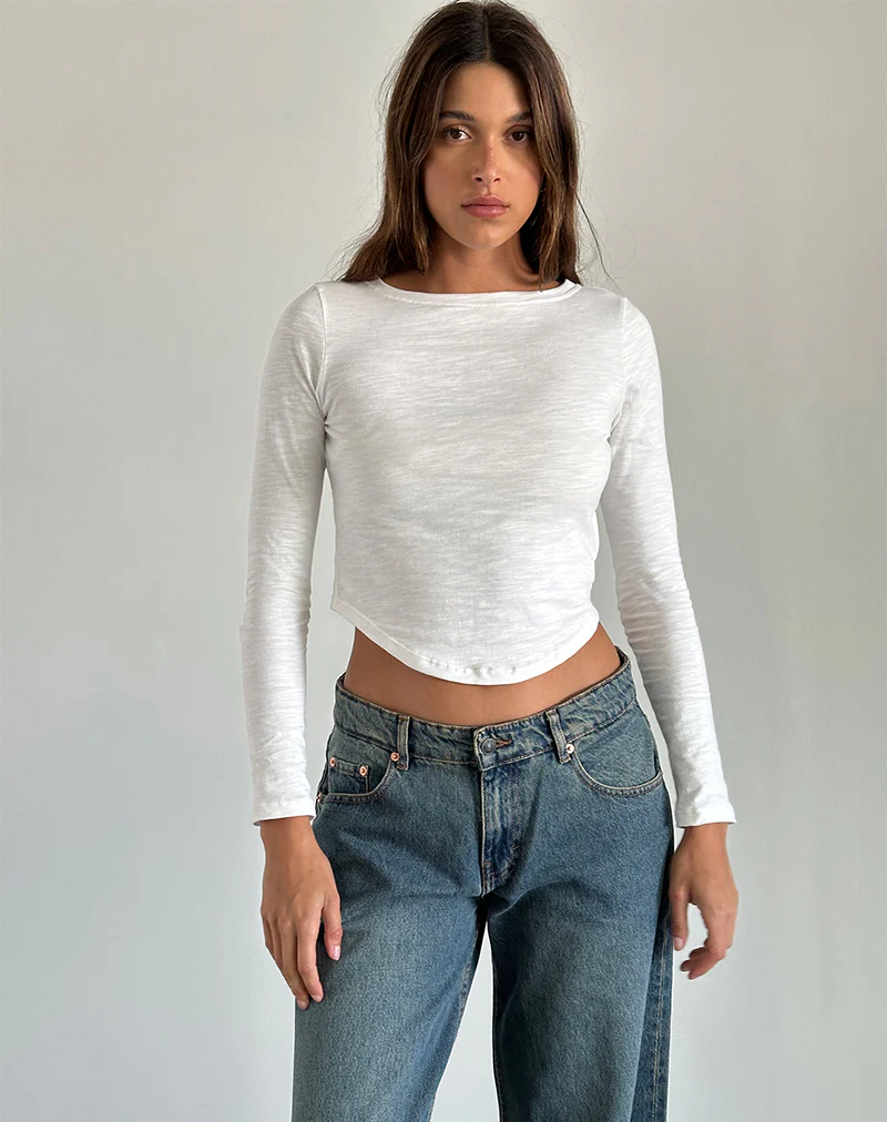 Jojisa Top in Jersey Off White - Awmao