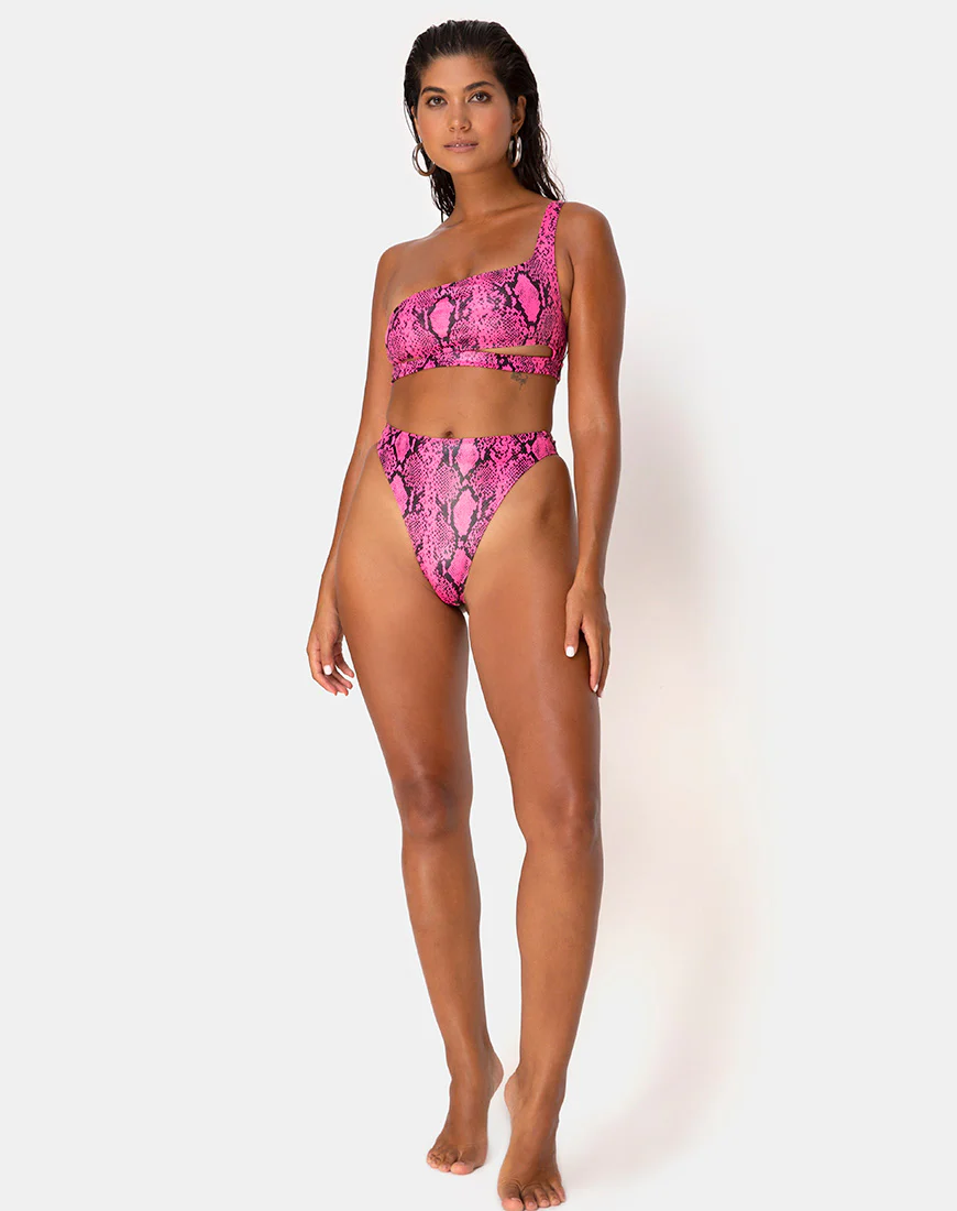 Ledra Bikini Bottom in Snake Pink - Awmao