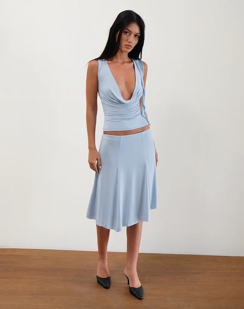 Saylor Sleeveless Top in Slinky Sky Blue - Awmao