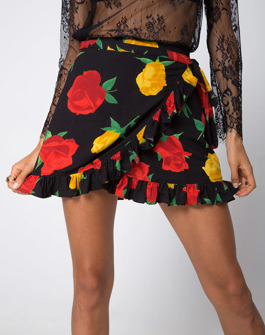 Miza Mini Skirt in Rose Romance - Awmao