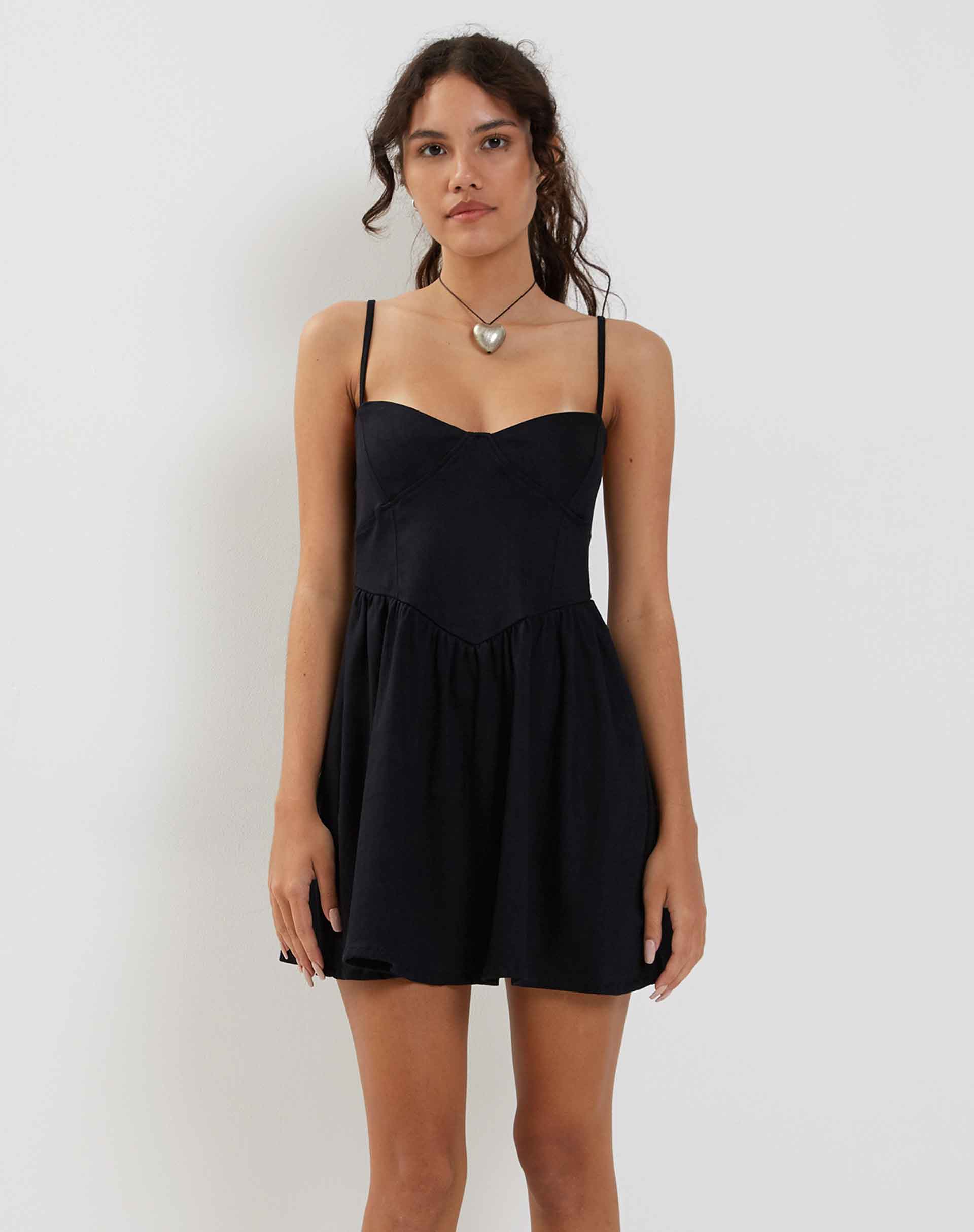 Nanisa Mini Dress in Black - Awmao