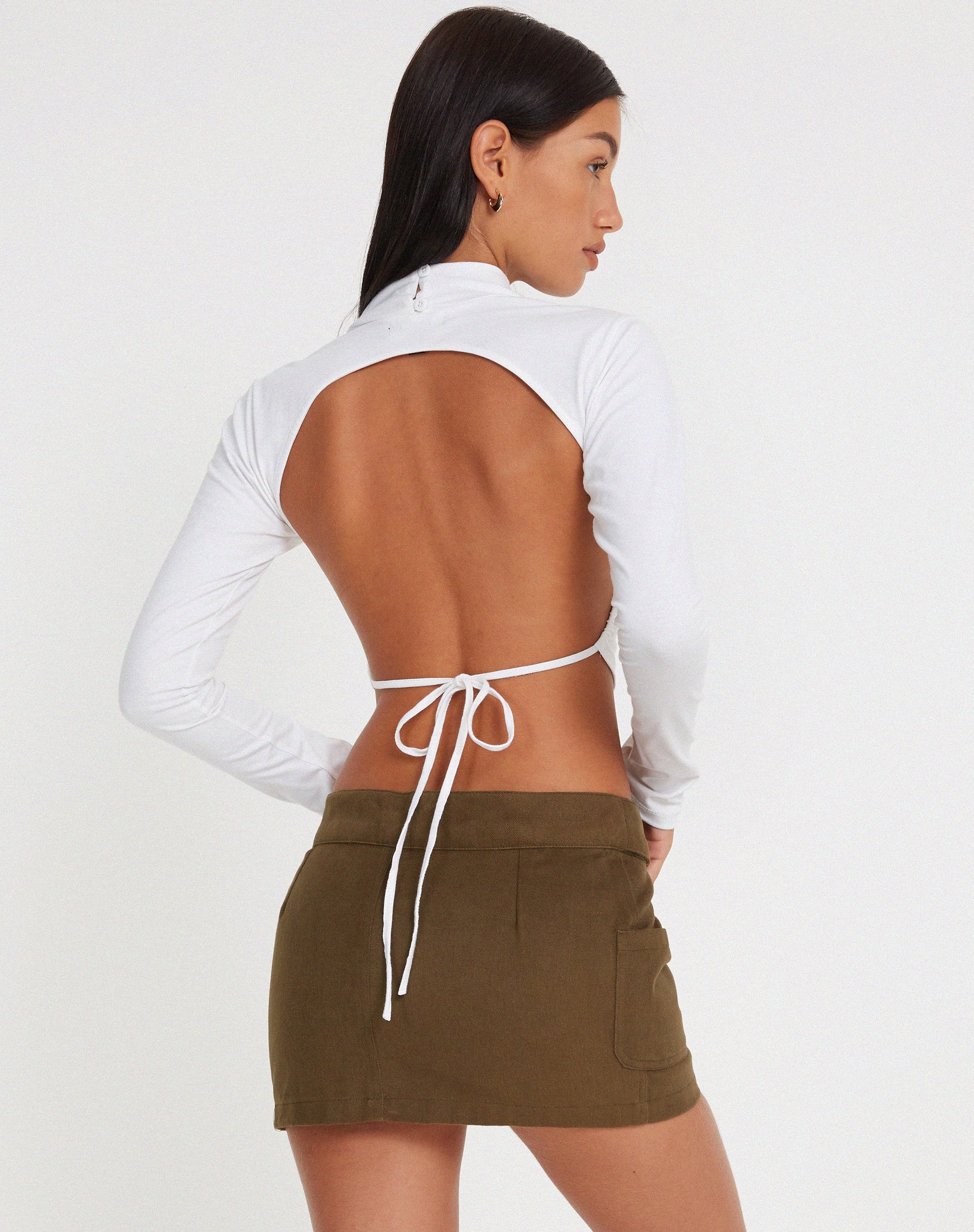 Stina Cargo Mini Skirt in Khaki - Awmao
