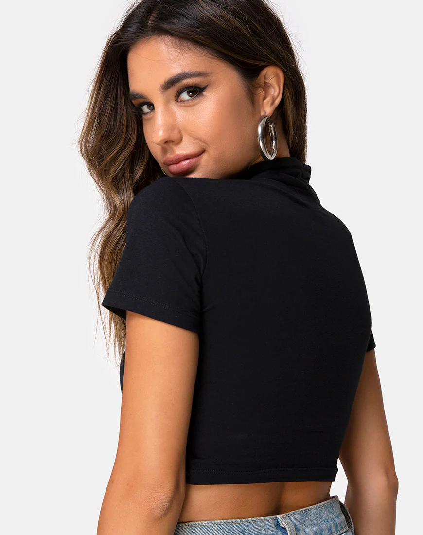 Jiso Crop Top in Black - Awmao