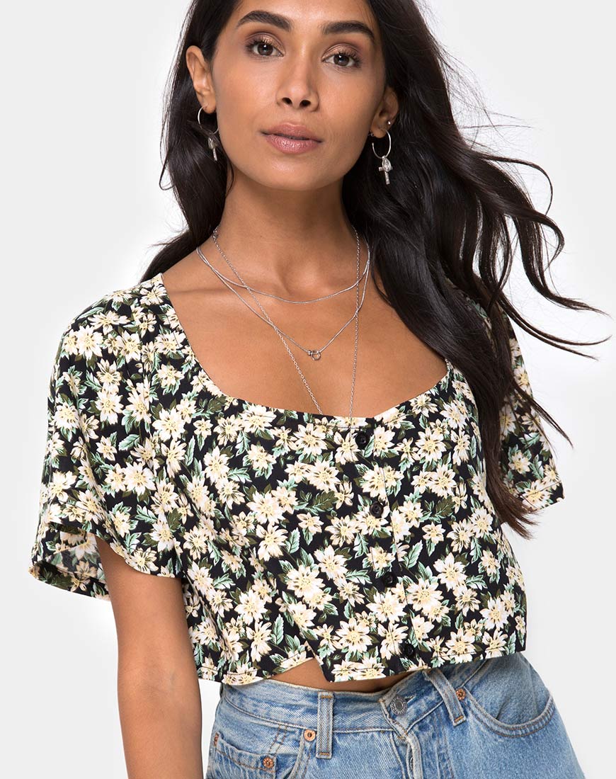 Magia Crop Top in Aster Black - Awmao