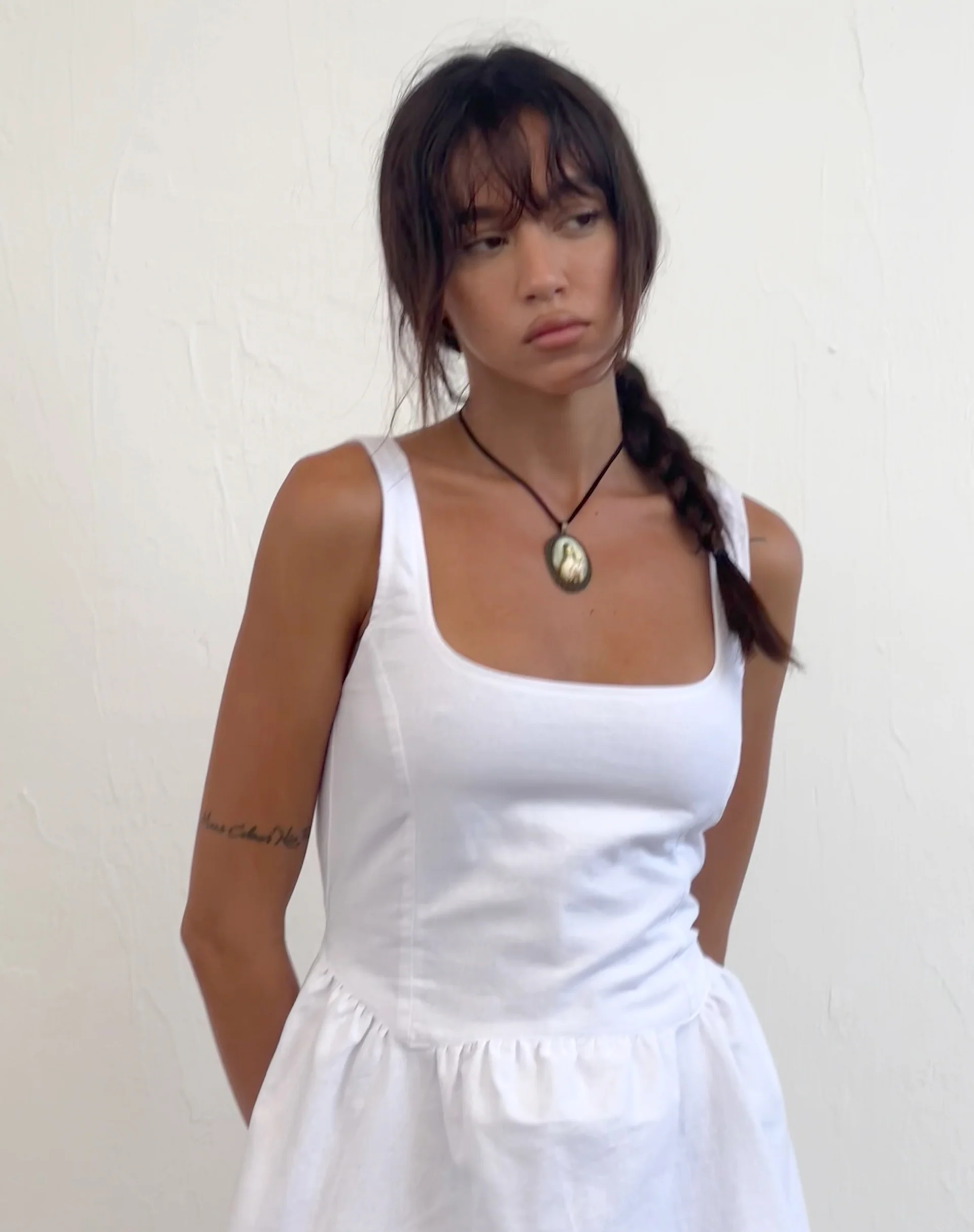 Leshiel Mini Dress in White - Awmao